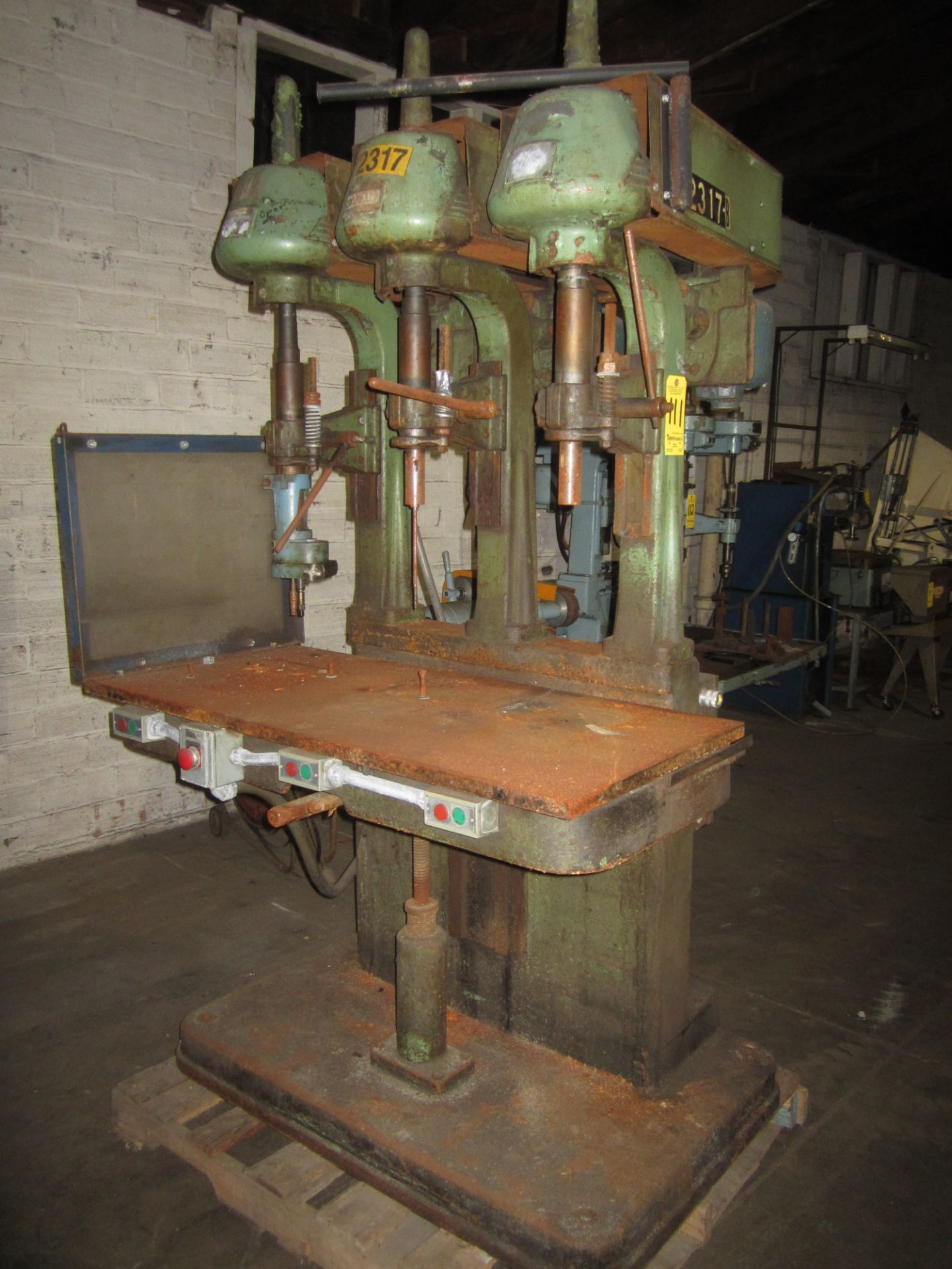 3-Spindle Drill Press with Production Table, Loading Fee $100.00