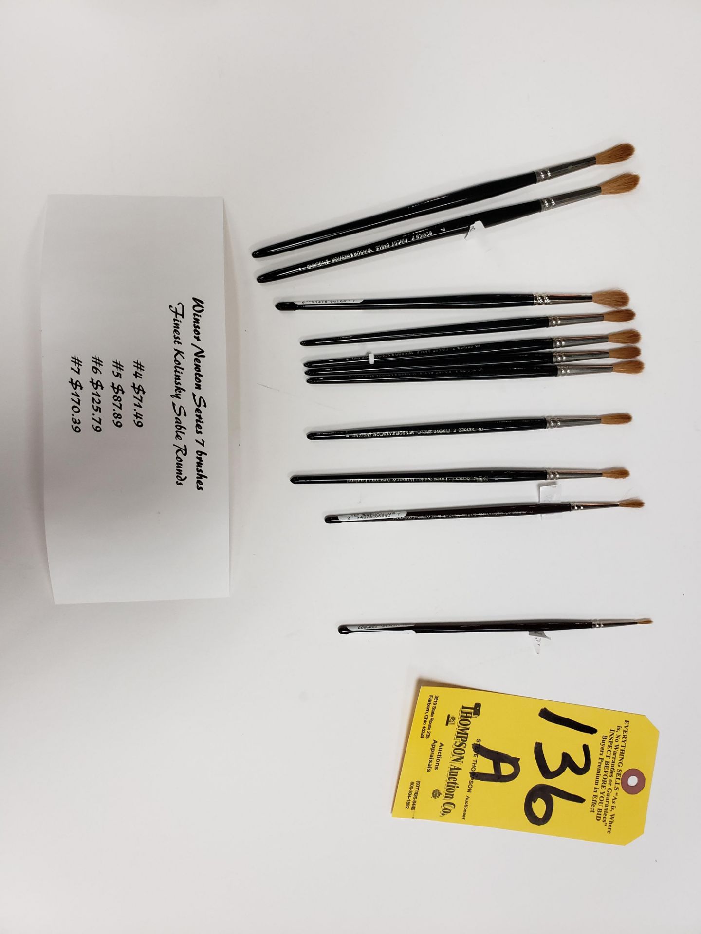 Winsor Newton Series 7 Brushes, Finest Kolinsky Sable Rounds, (1) #1, (1) #2, (1) #4, (5)#5, (1) #6,