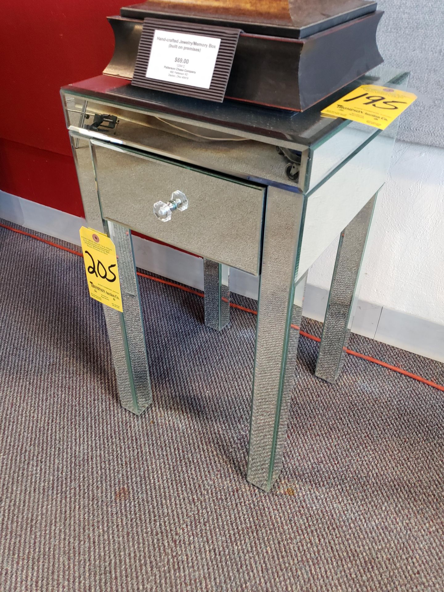 Mirrored Table w/ Drawer, 12 in Square