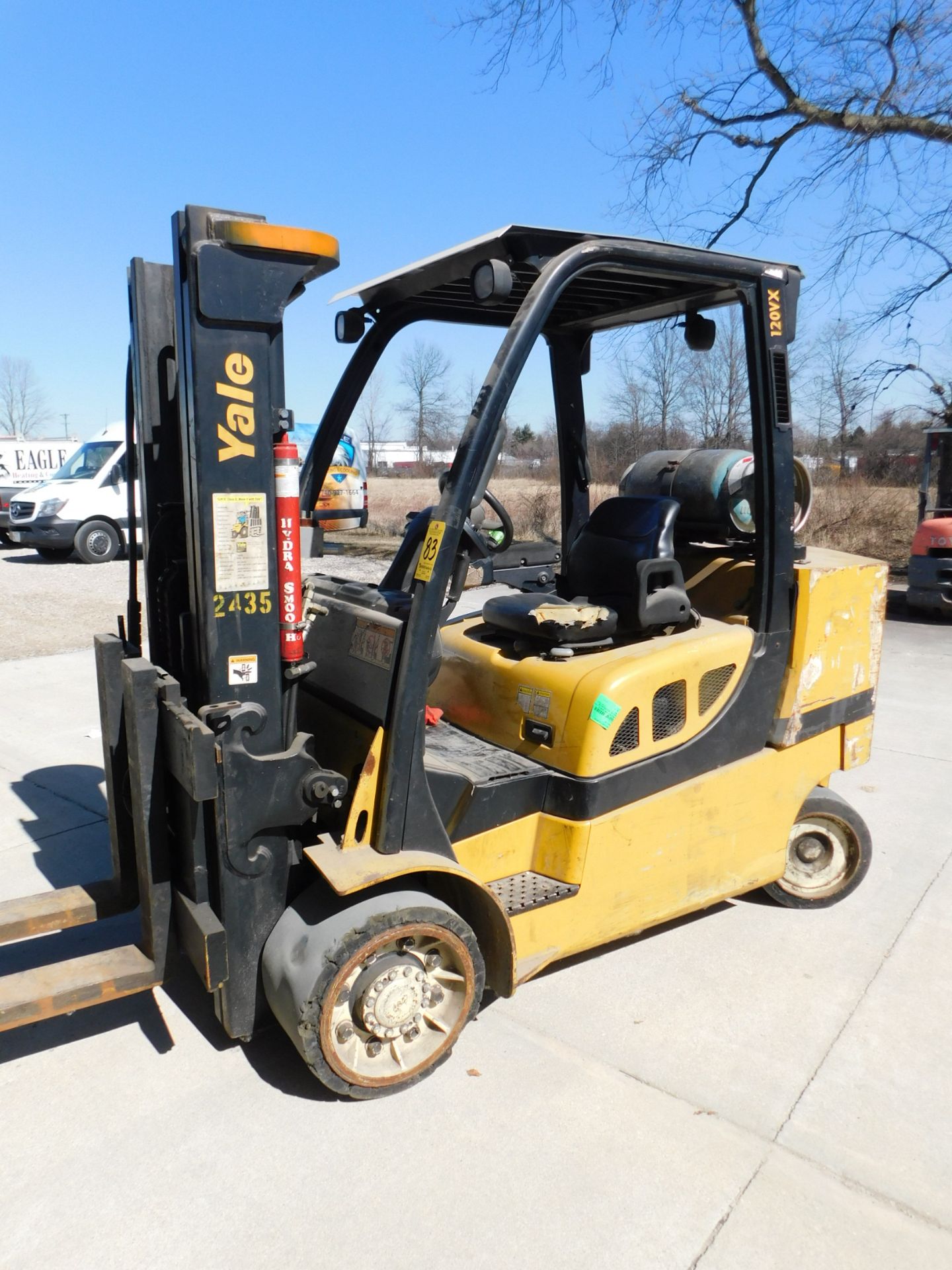 Yale Model GLC120SVXNGSF085 Fork Lift, s/n E18V02435F, 8,400 Lb. Capacity, LP, Hard Tire, 2-Stage - Image 2 of 12