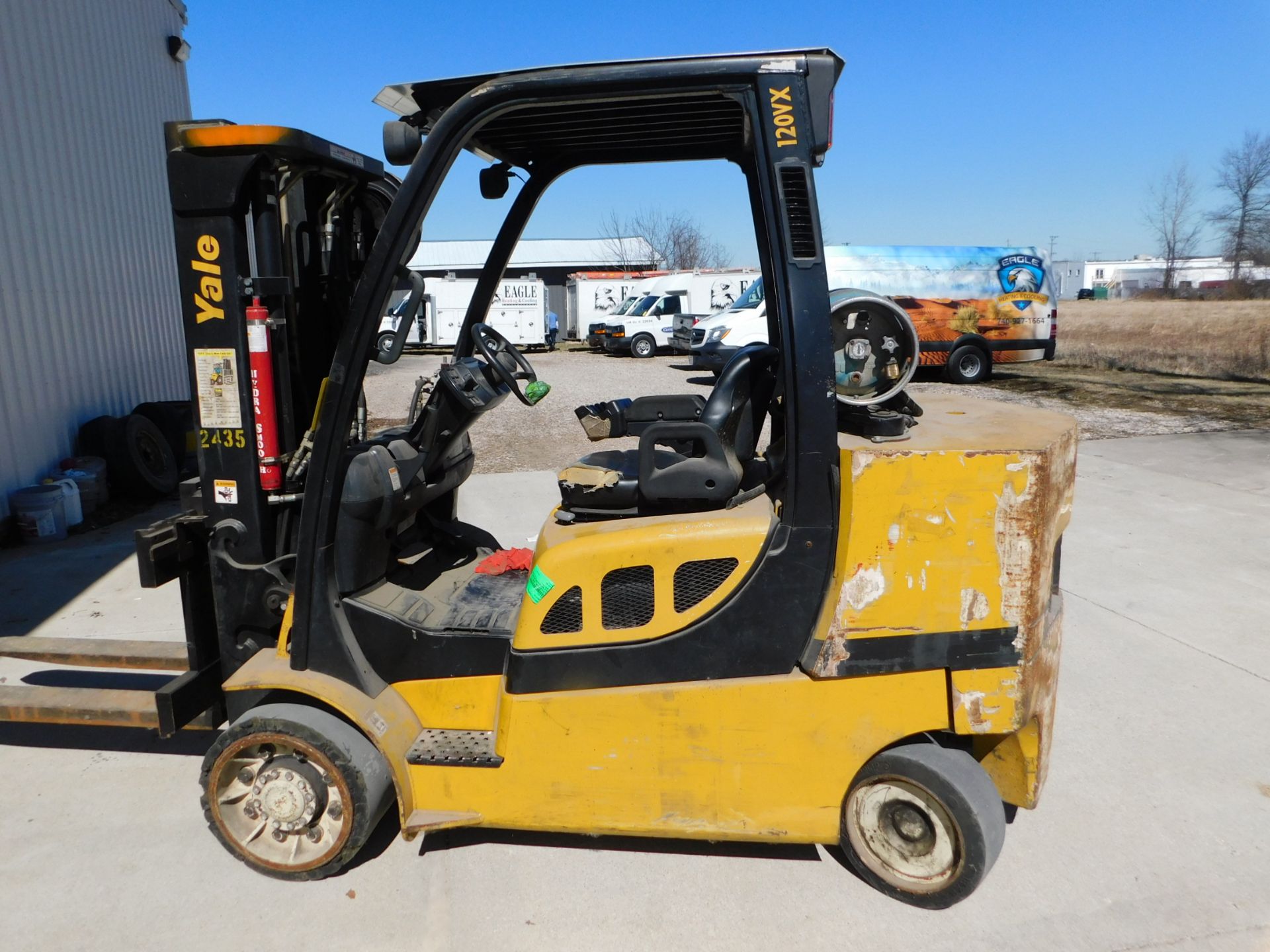 Yale Model GLC120SVXNGSF085 Fork Lift, s/n E18V02435F, 8,400 Lb. Capacity, LP, Hard Tire, 2-Stage - Image 5 of 12