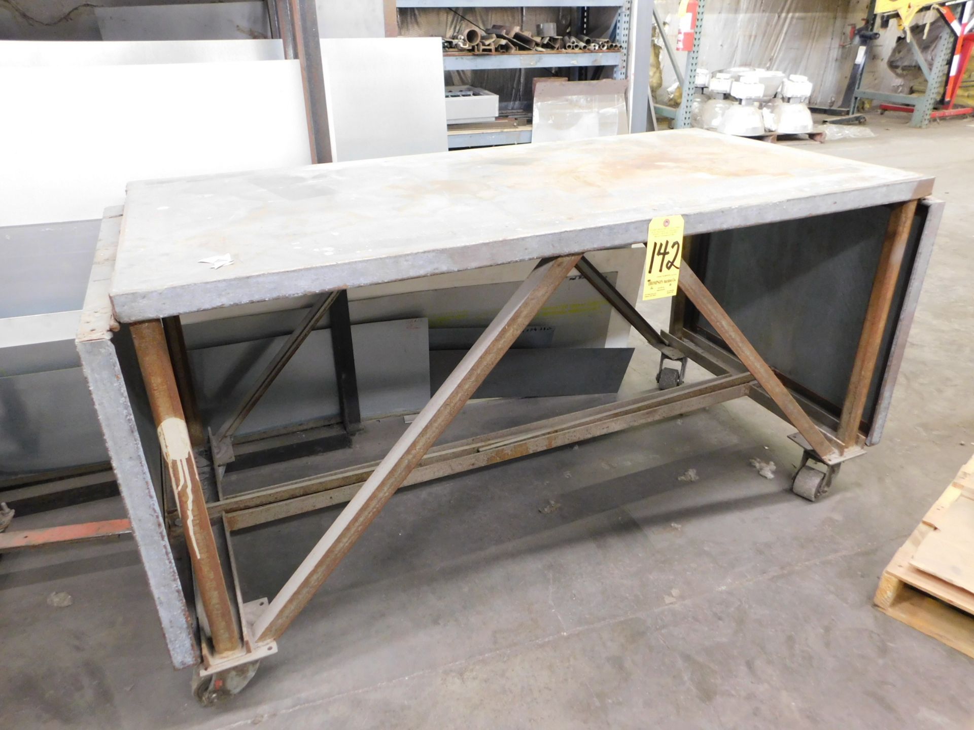 Steel Shop Table, 30 In. X 60 In., with (2) 24 In. Fold Up Extensions