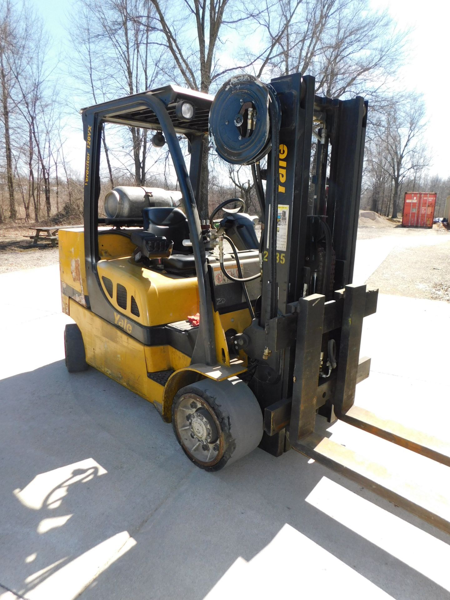 Yale Model GLC120SVXNGSF085 Fork Lift, s/n E18V02435F, 8,400 Lb. Capacity, LP, Hard Tire, 2-Stage - Image 3 of 12