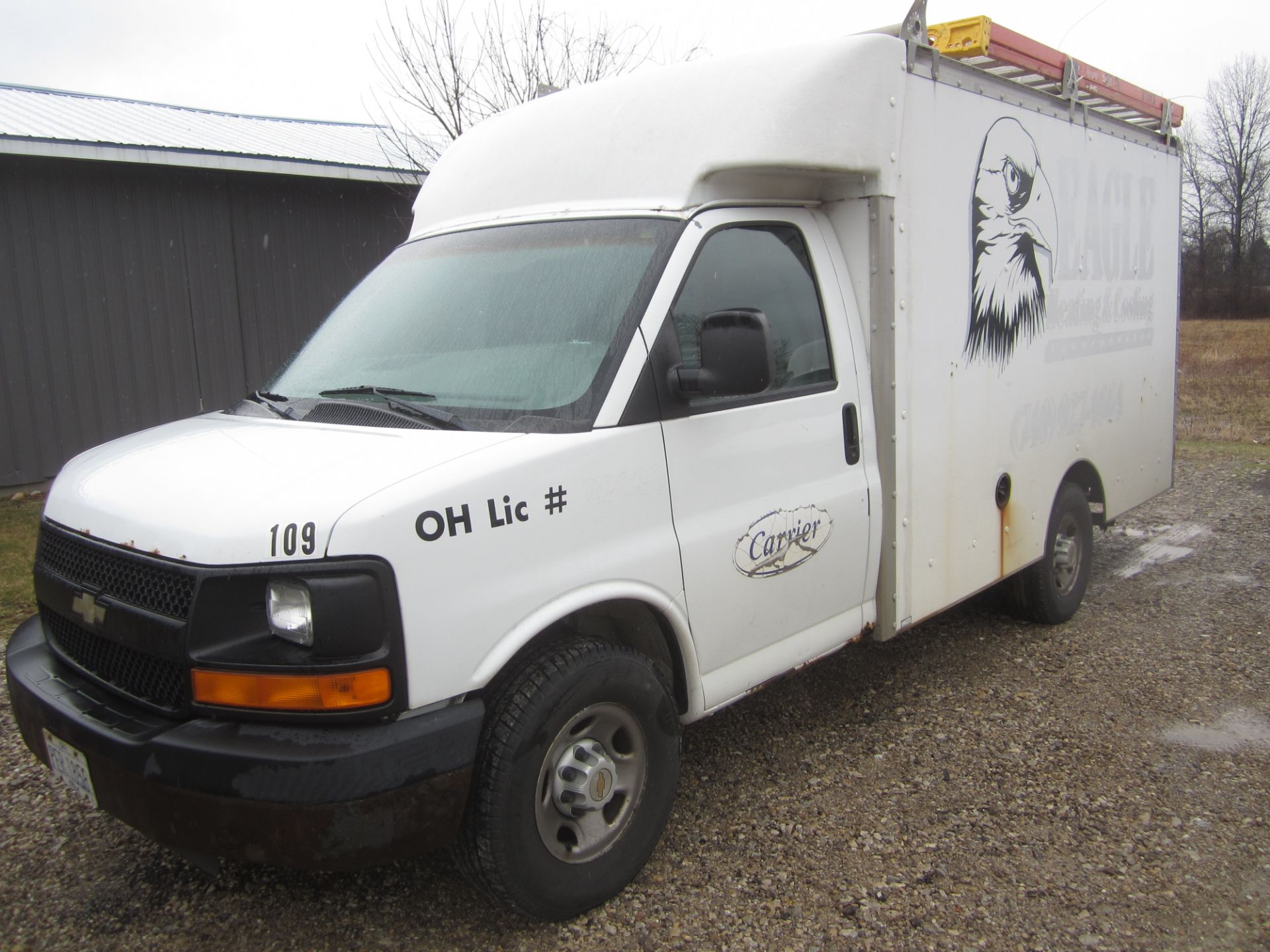 2004 Chevrolet 3500 Utility Van, VIN 1GBHG31U341186722, 12 Ft. Box, Automatic, AM/FM, AC, 241,478