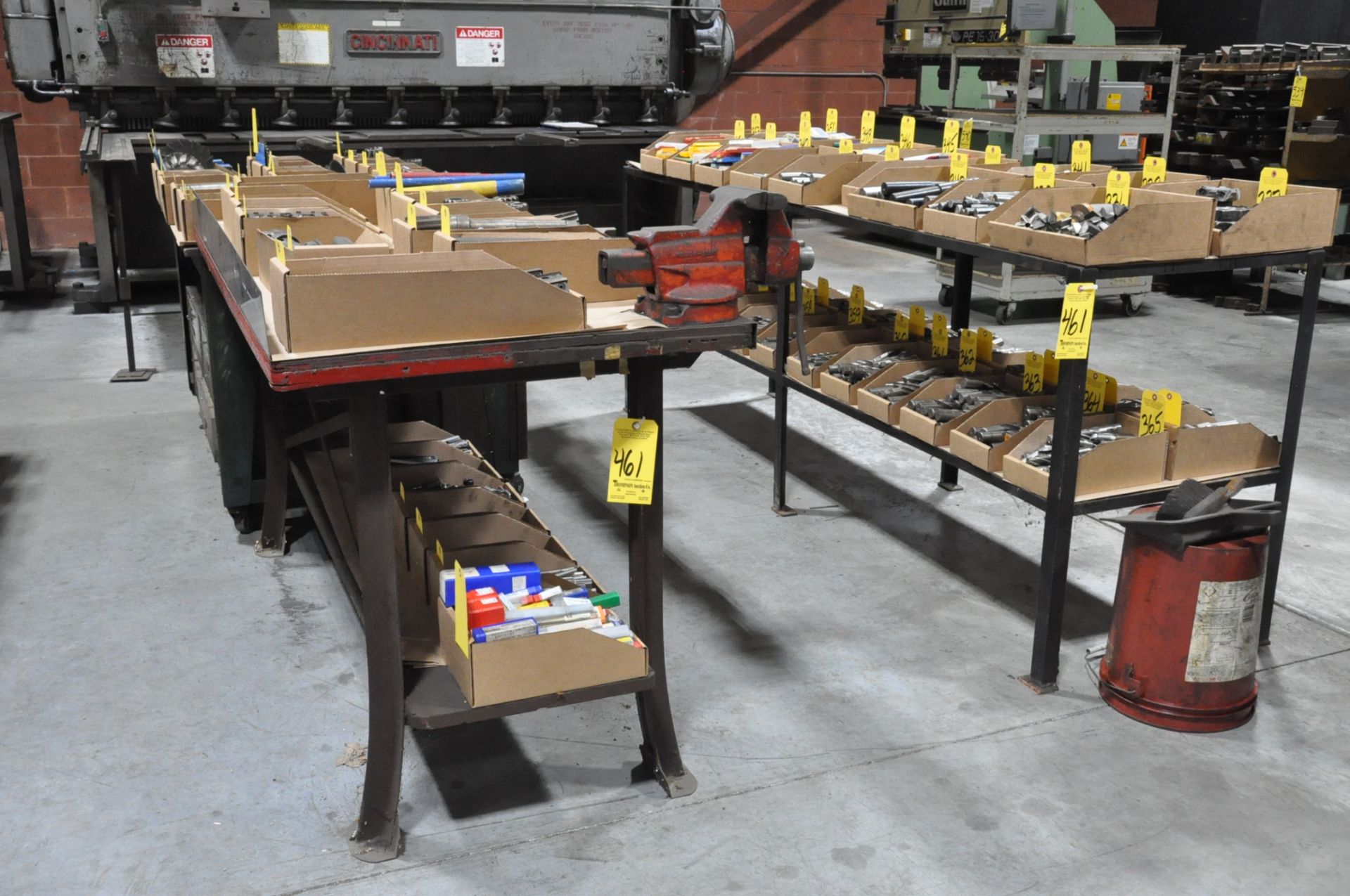 Lot-(1) 60" x 36" x 3/4" Thick Steel Plate Top Cabinet/Bench, (1) Standard Work Bench and (1) 2-Tier