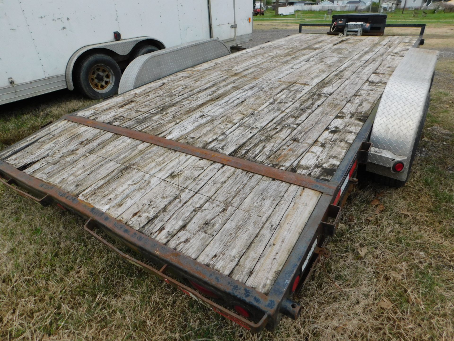 PJ Tandem Axle Equipment Trailer, Wooden Deck, 18 ft. Overall Length, 16 ft. Deck, 2 ft. Beavertail, - Image 6 of 11