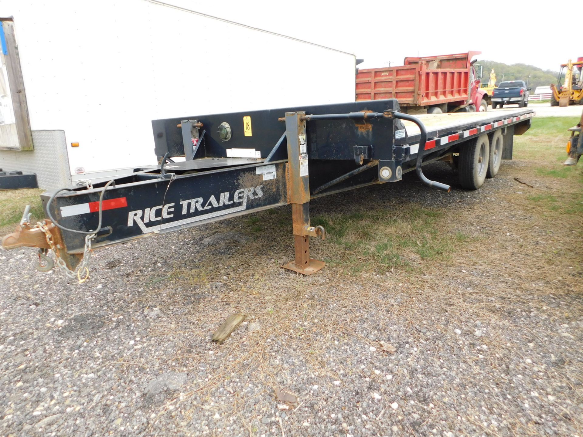 2015 Rice Trailers Tandem Axle Flat Bed Trailer, VIN 4RWR22021FH007796, Wooden Deck, 20 ft. Long,