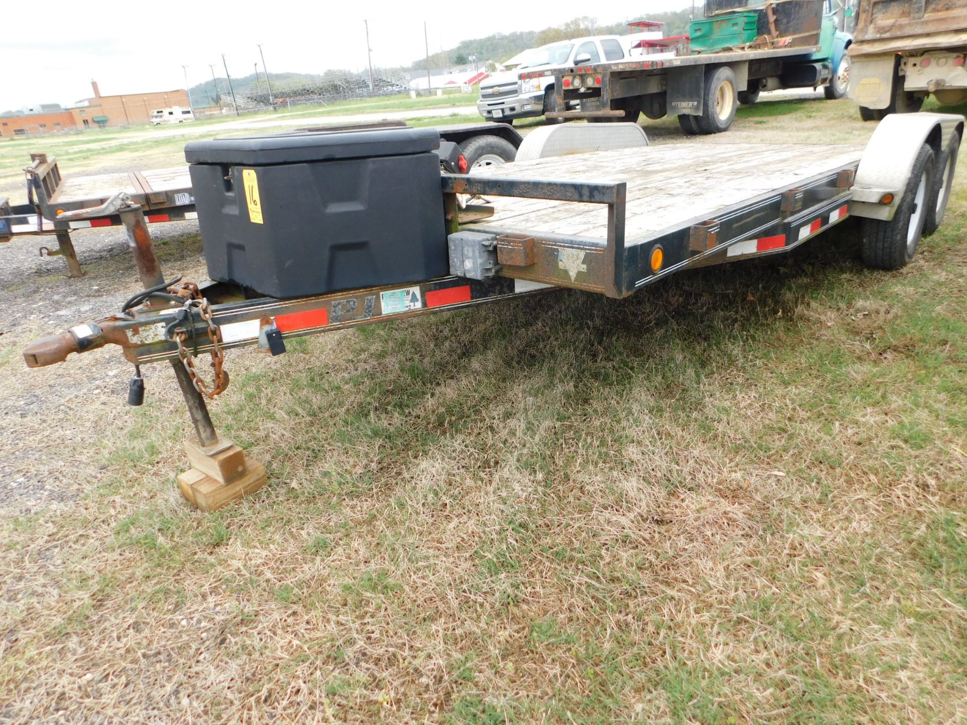 PJ Tandem Axle Equipment Trailer, Wooden Deck, 18 ft. Overall Length, 16 ft. Deck, 2 ft. Beavertail, - Image 2 of 11