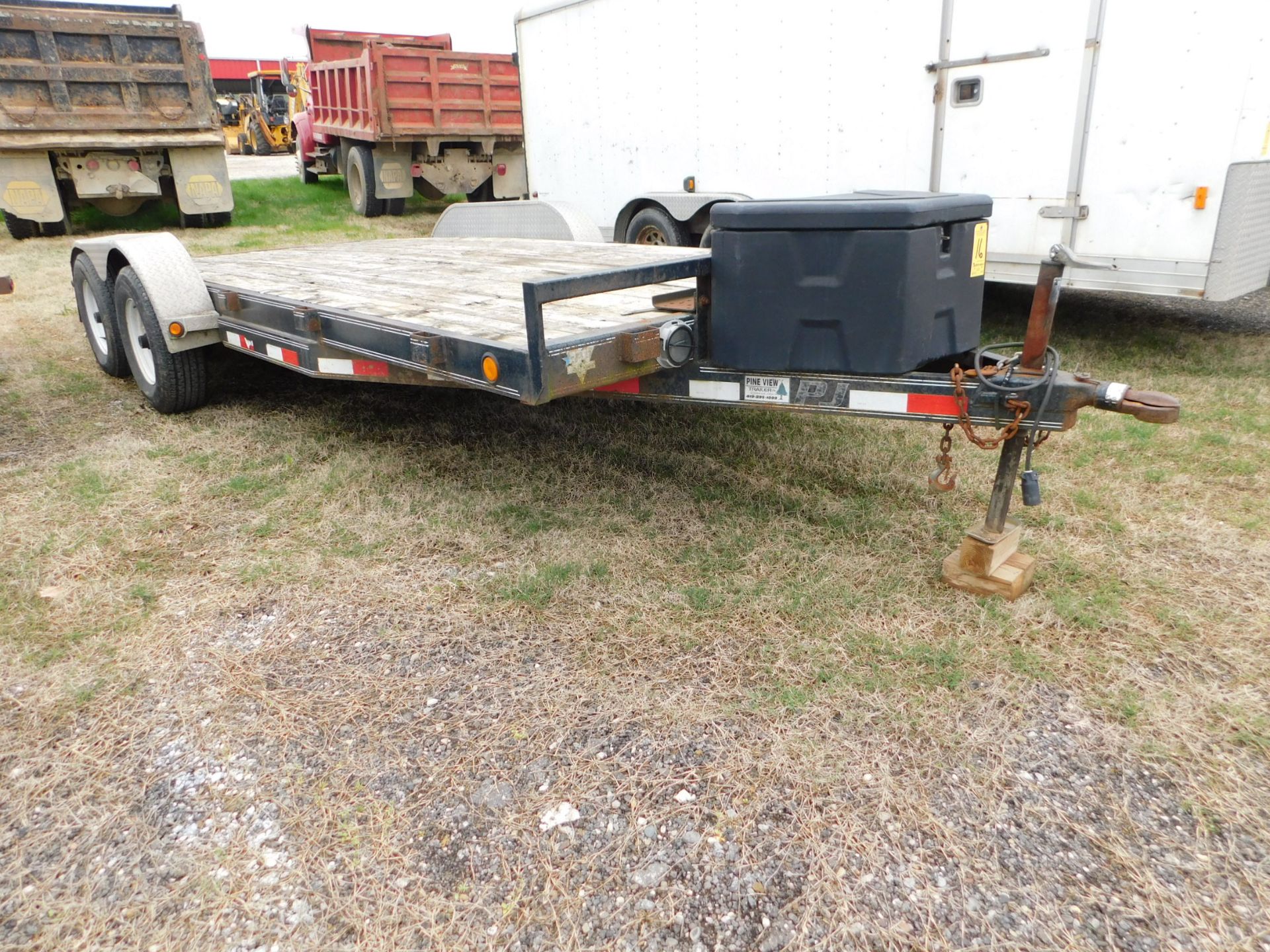 PJ Tandem Axle Equipment Trailer, Wooden Deck, 18 ft. Overall Length, 16 ft. Deck, 2 ft. Beavertail,