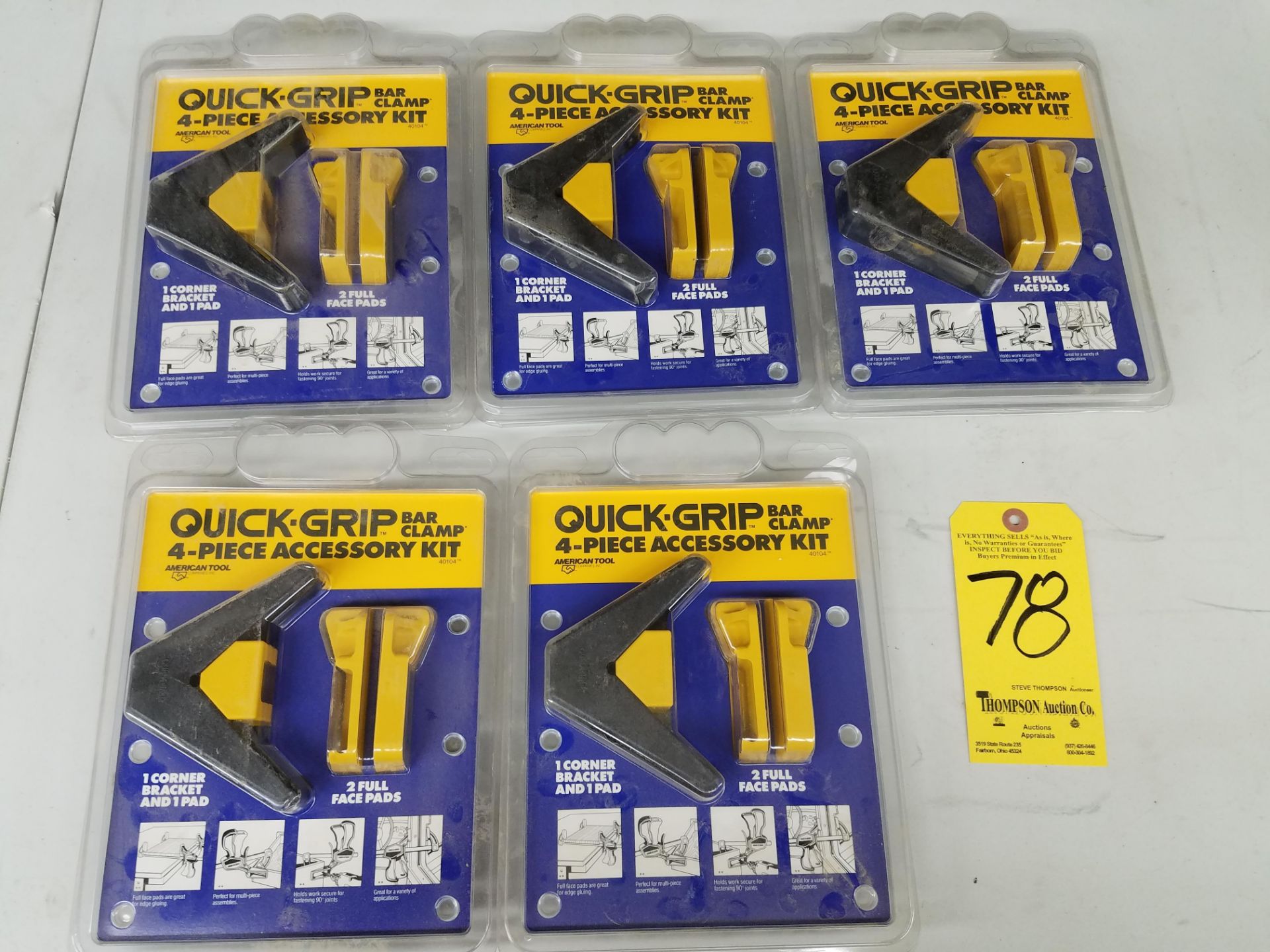 (5) 4-Piece Quick Grip Bar Clamp Accessory Kits, New in Packaging