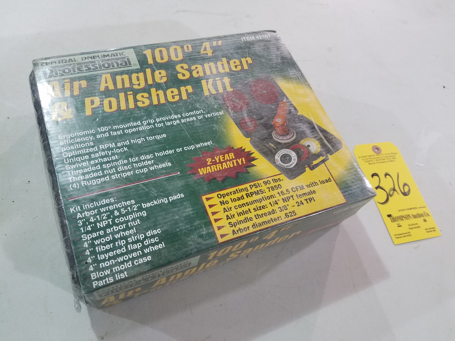 Central Pneumatics 4" Air Angle Sander and Polisher, New