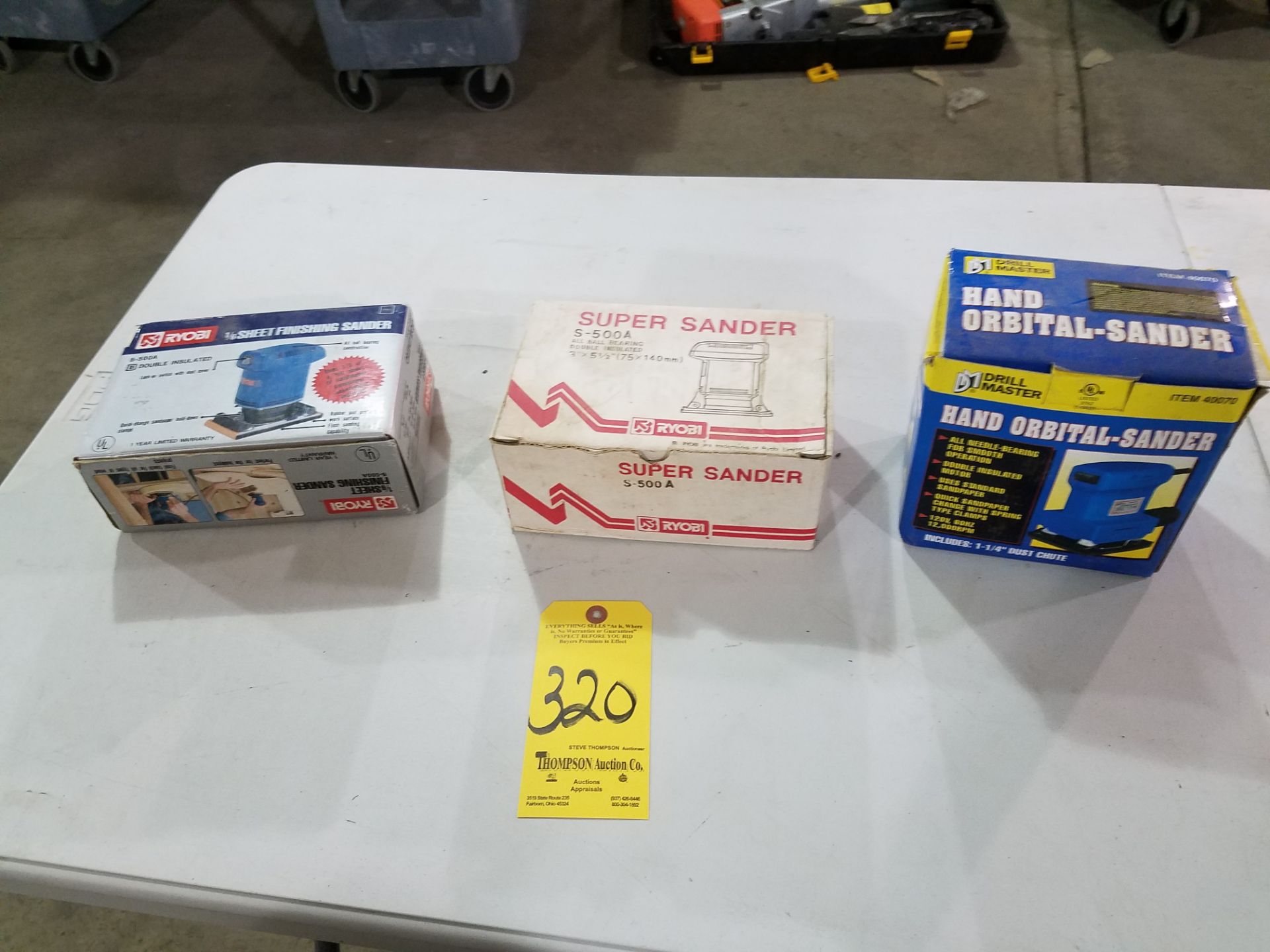 (2) Ryobi Sanders and (1) Drill Master Sander, New