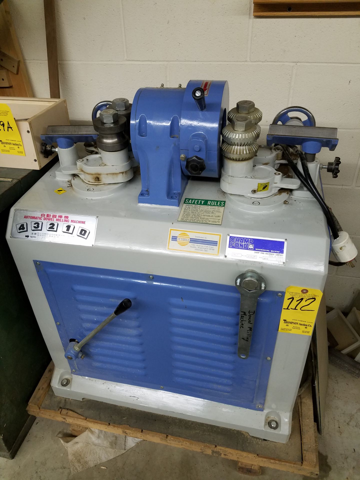 Champ Fond Model RM-70 Automatic Dowel Milling Machine, s/n 709037, Loading Fee $50.00