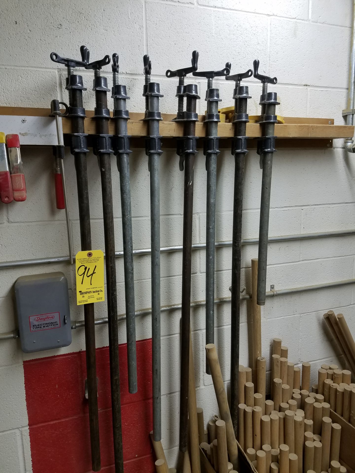 Lot, Large Bar Clamps on Wall