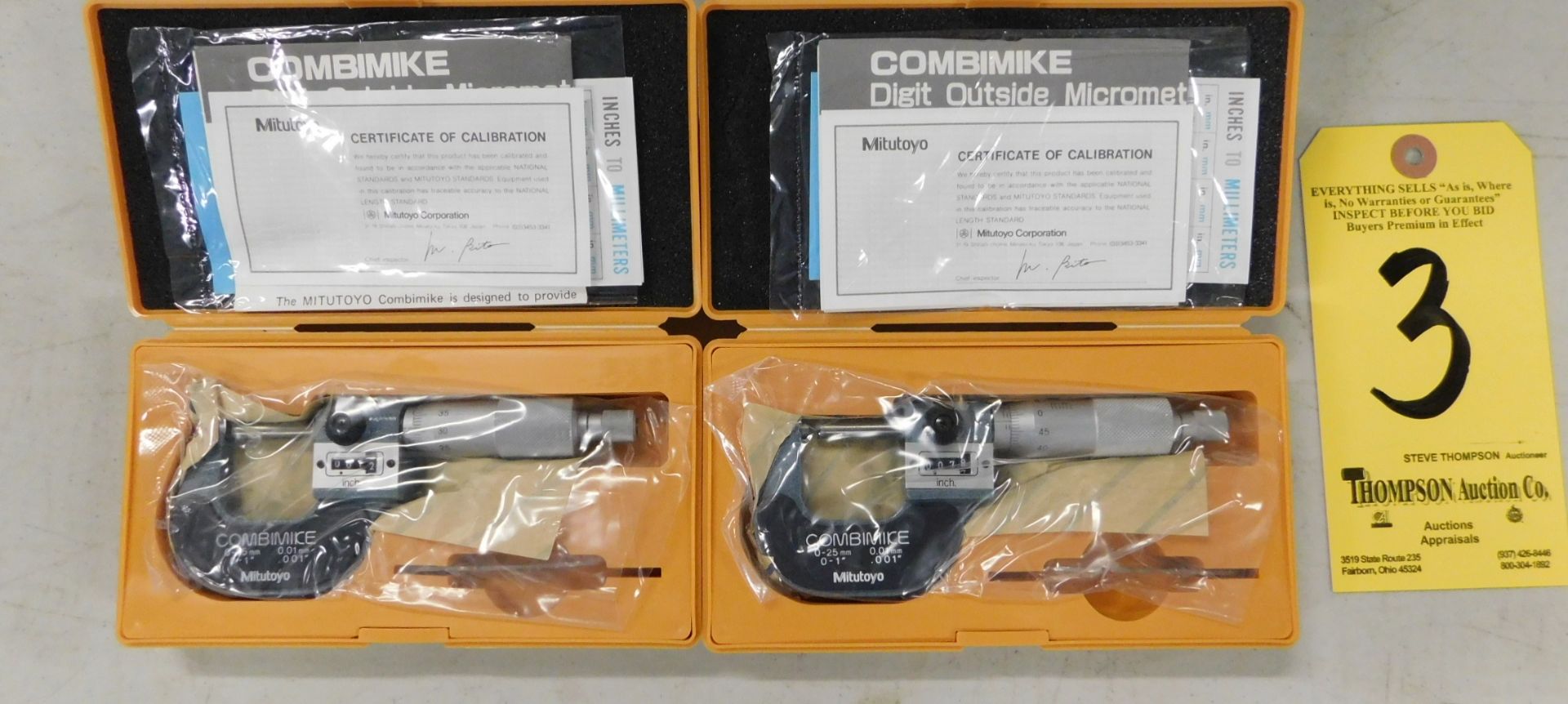 (2) Mitutoyo Micrometers, #159-101, Combi Mike Digital Counter, 0 - 1 In., .001 Resolution, New