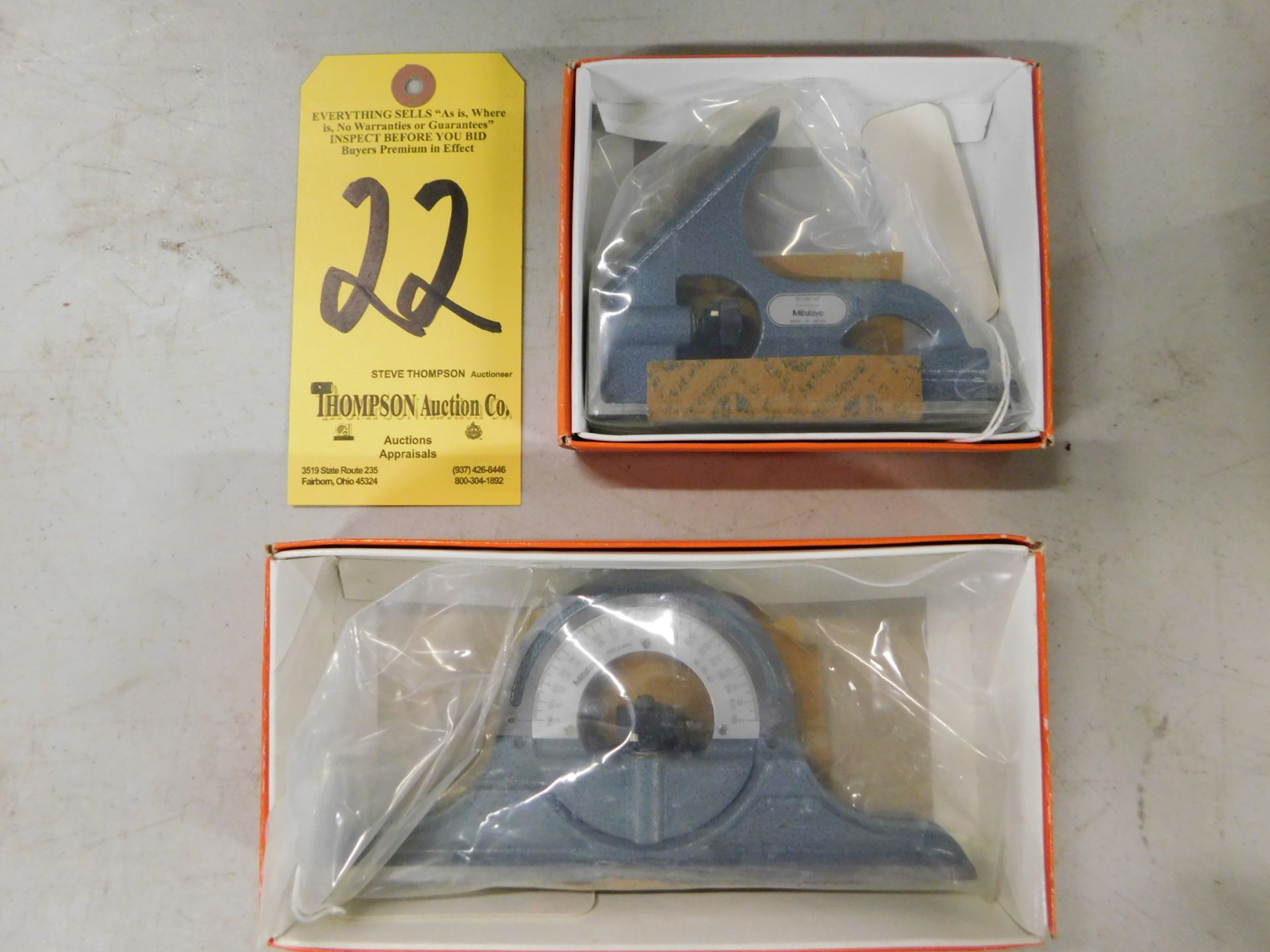 Mitutoyo #180-301 Protractor Head, Hardened, and #180-102 Square, New