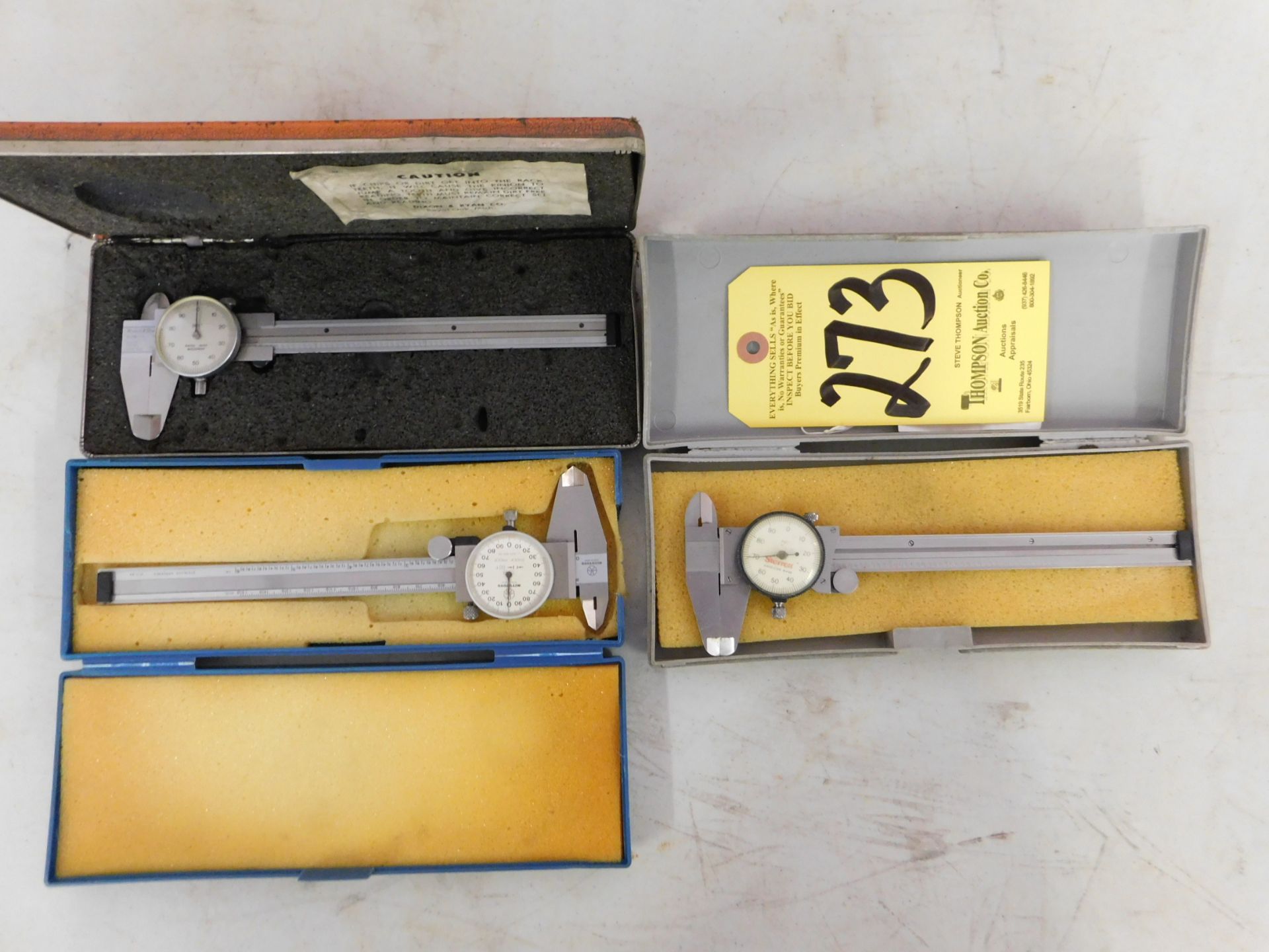 (3) 6 Inch Dial Calipers, Mitutoyo, Starrett, and Brown & Sharpe