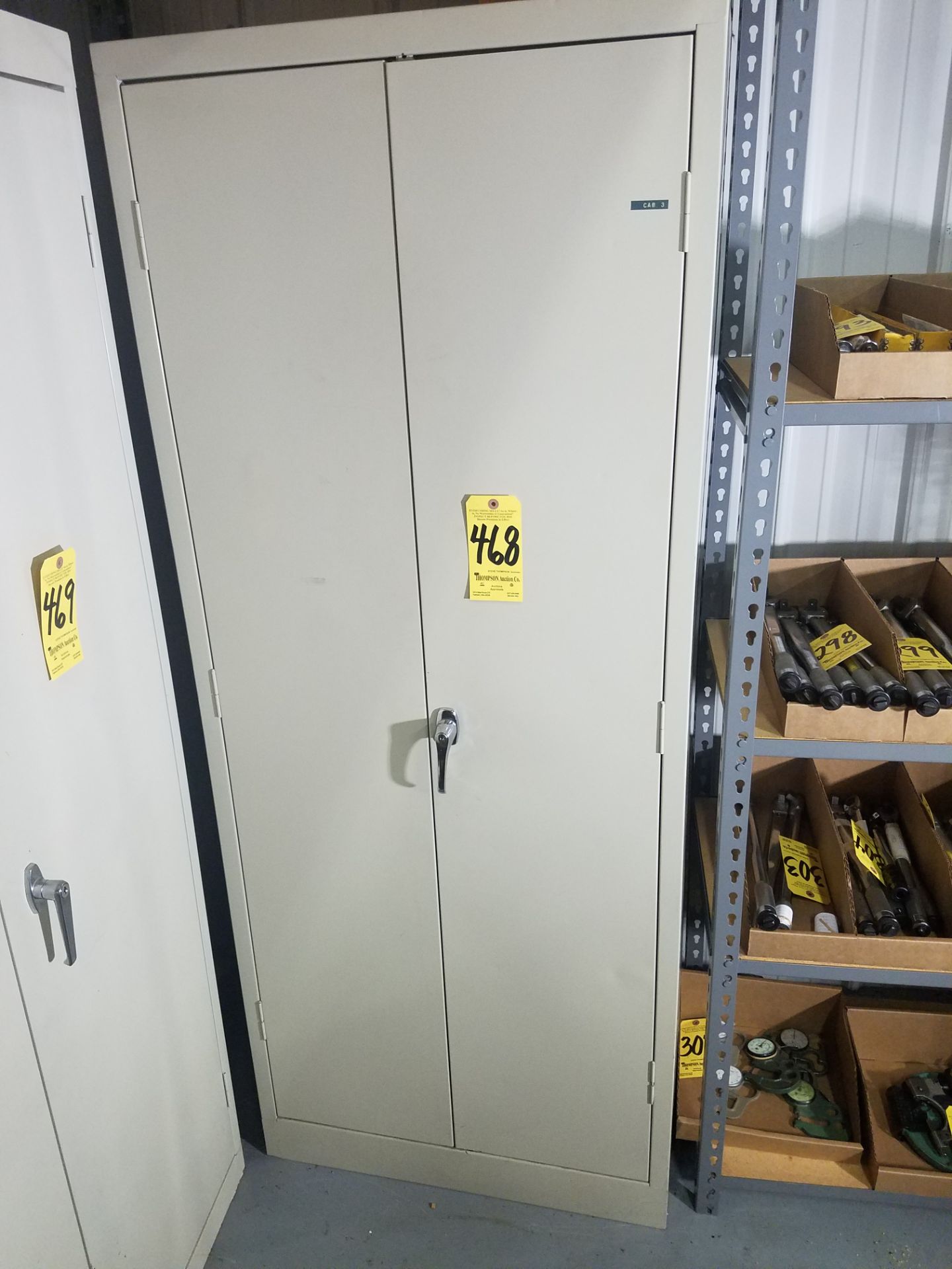 2-Door Upright Metal Cabinet and Contents