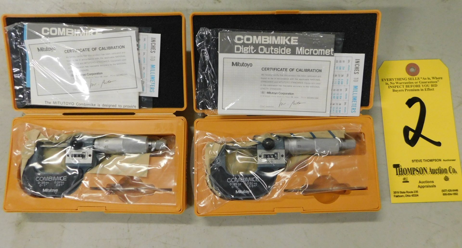 (2) Mitutoyo Micrometers, #159-101, Combi Mike Digital Counter, 0 - 1 In., .001 Resolution, New