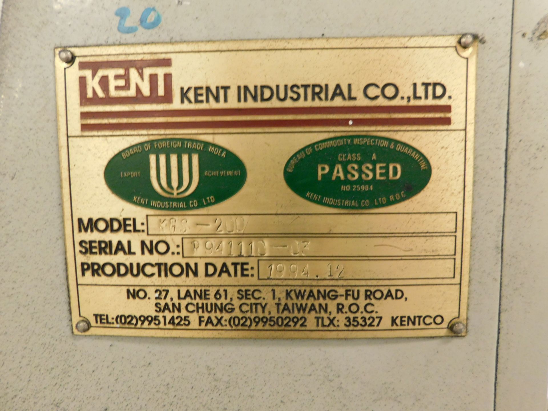 Kent Model KGS-200 Hand Feed Surface Grinder, s/n R941110-03, 6 In. X 14 In. Permanent Magnetic - Image 11 of 11