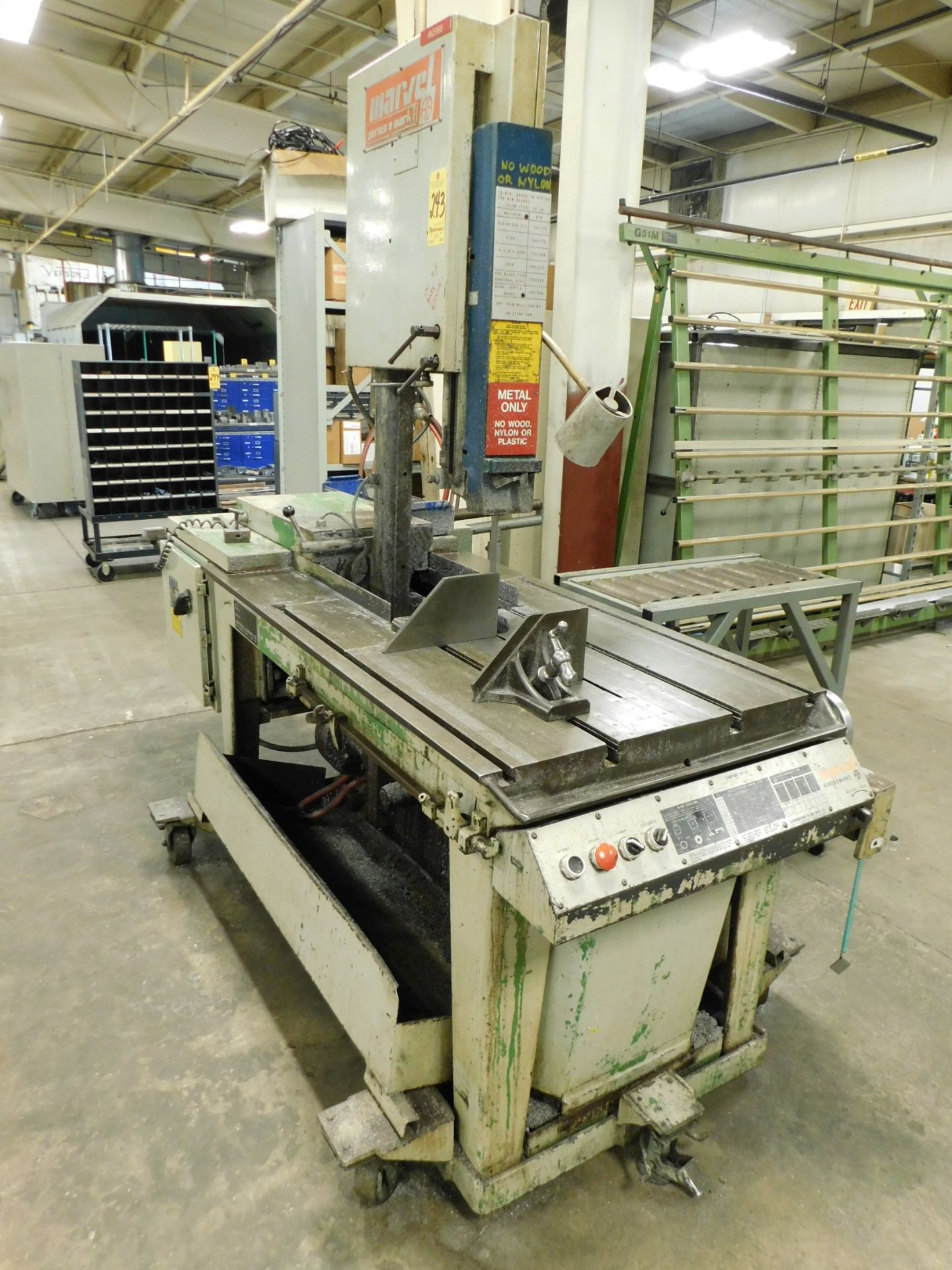Marvel Series 8, Mark I Vertical Tilting Head Band Saw, s/n 824554-W, Mounted on Base with