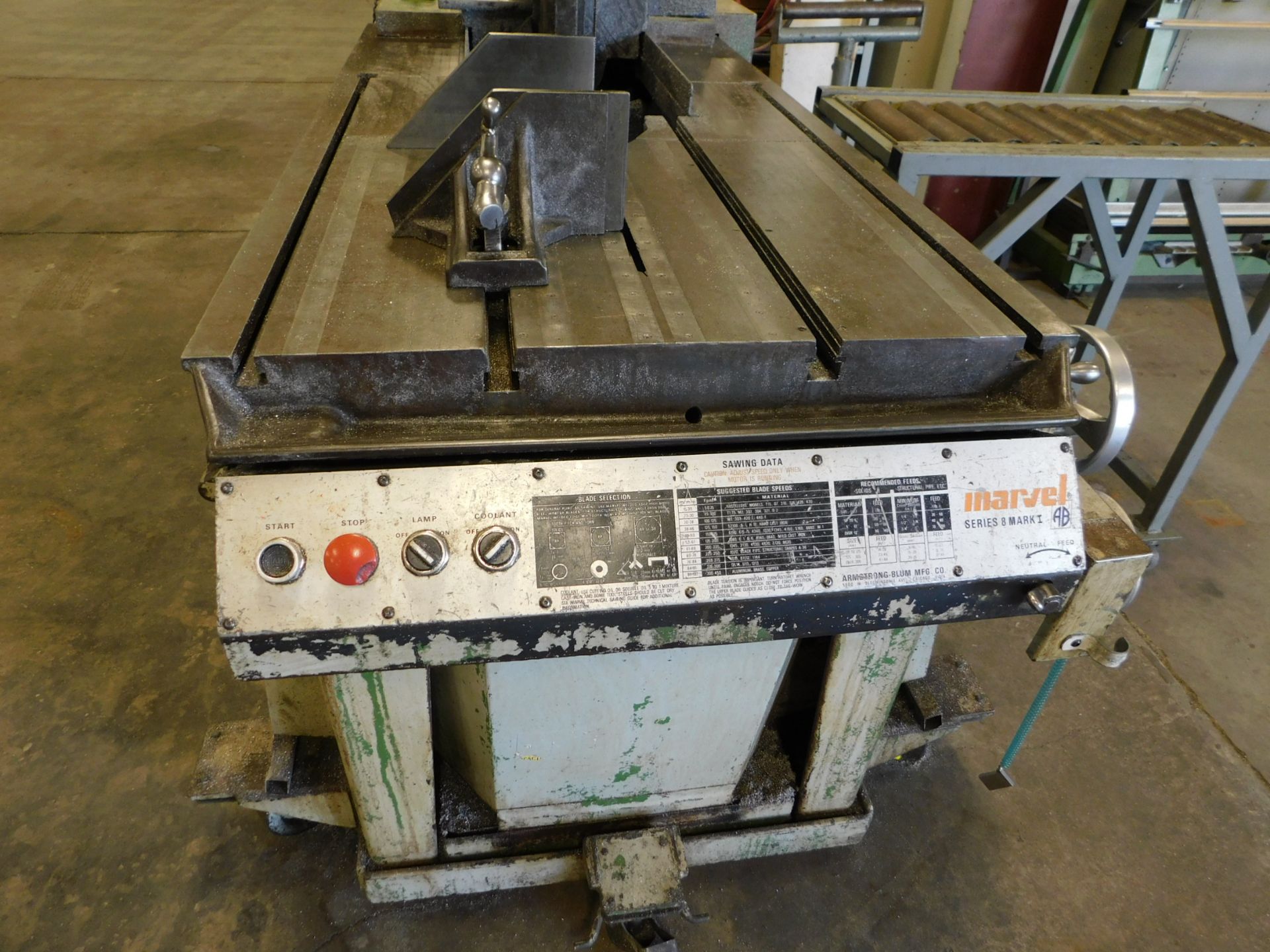 Marvel Series 8, Mark I Vertical Tilting Head Band Saw, s/n 824554-W, Mounted on Base with - Image 3 of 15