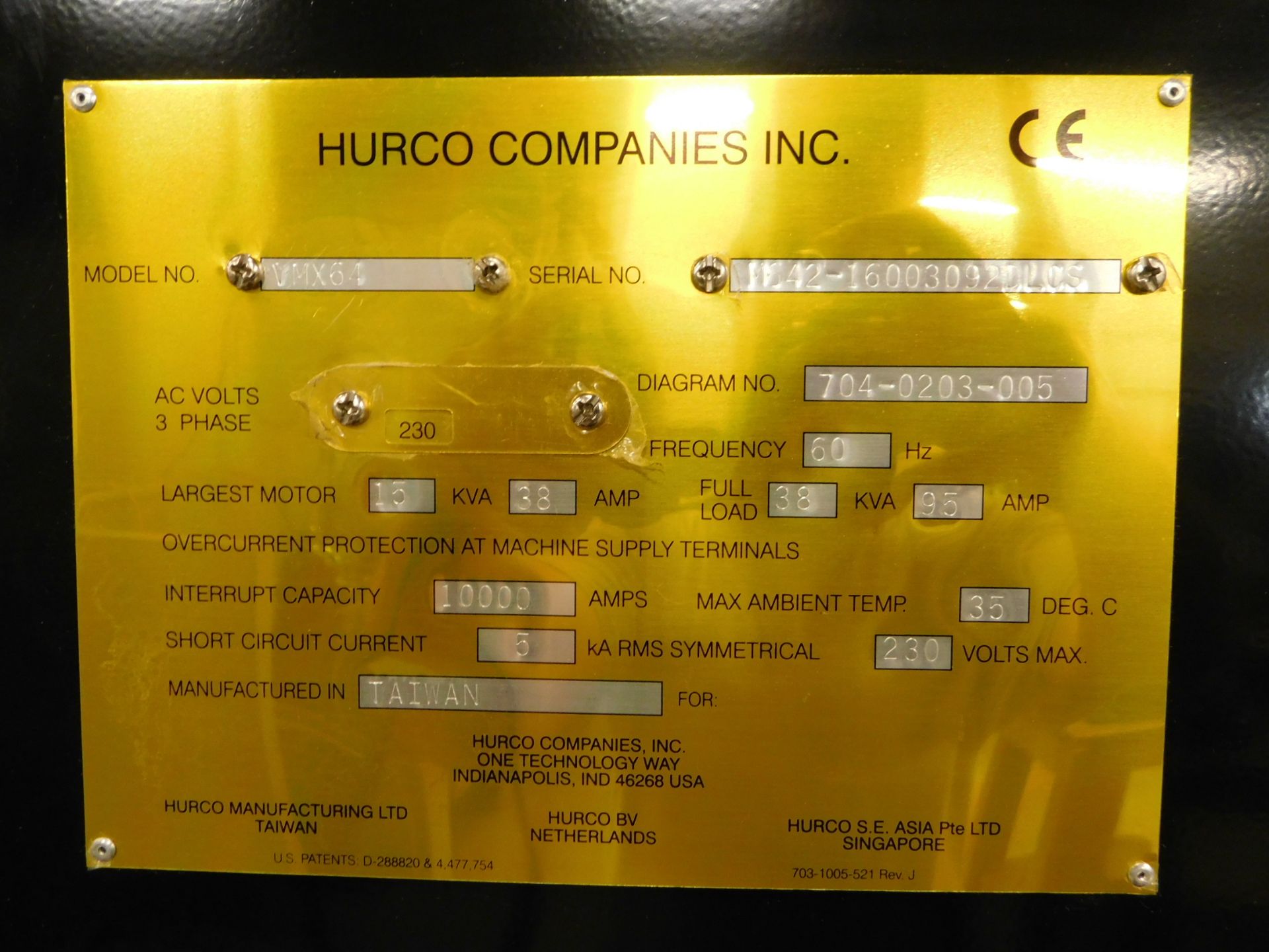 Hurco Model VMX-64 CNC Vertical Machining Center, s/n H-H64132, New 2012, 40 Taper, 24 ATC, 64 In. X - Image 24 of 26