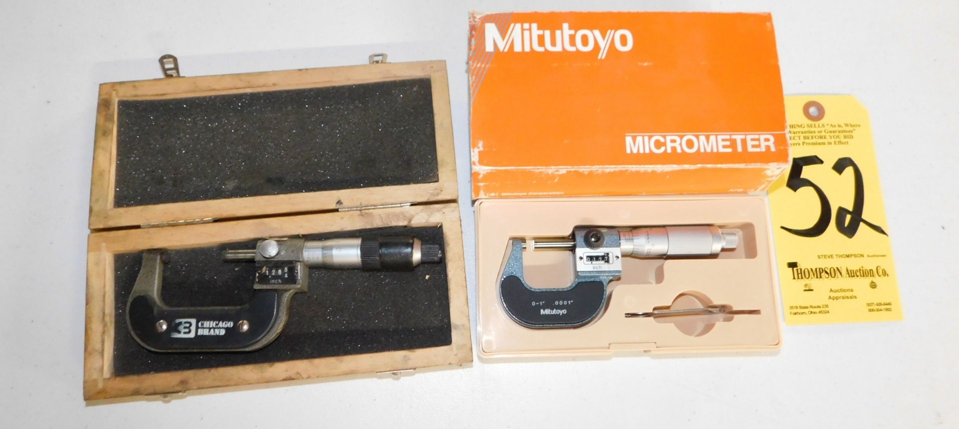 Mitutoyo 0 -1 In. Micrometer and Chicago 1 in. - 2 In. Micrometer