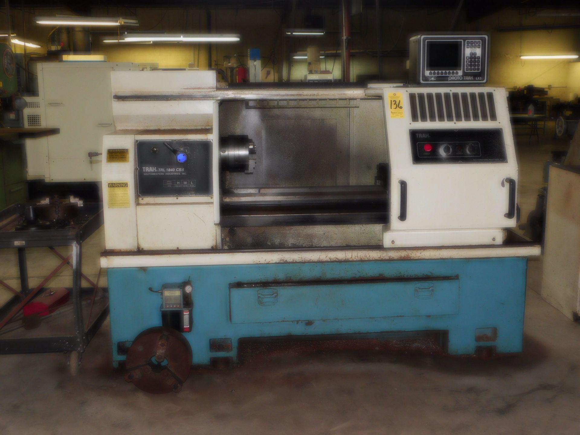 Southwestern Industries Model Trak TRL1840 CNC Tool Room Lathe, s/n 00-8289, Prototrak LX-3 CNC - Image 4 of 14