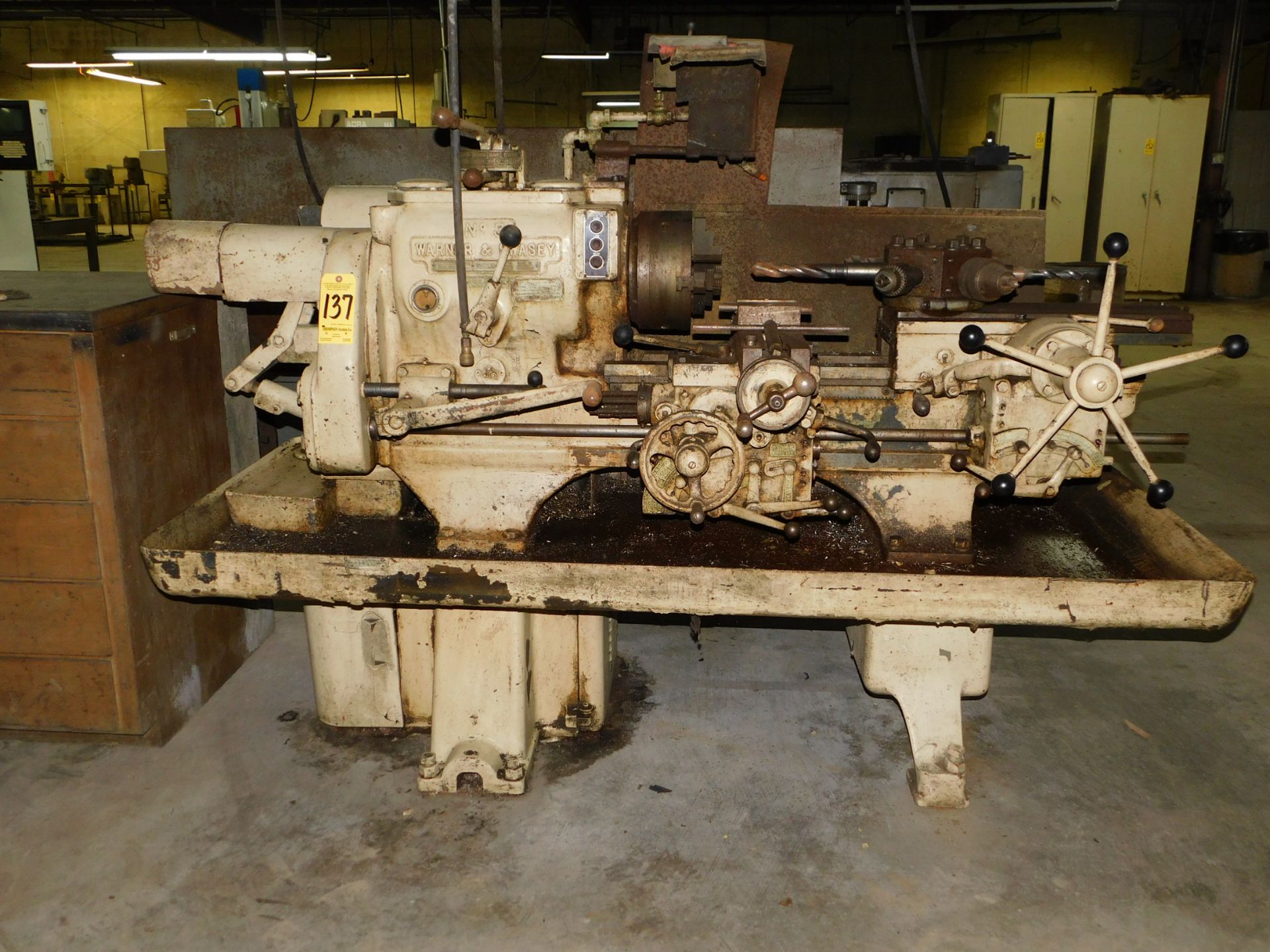 Warner & Swasey #3 Turret Lathe, s/n 522739, with (2) Cabinets of Tooling