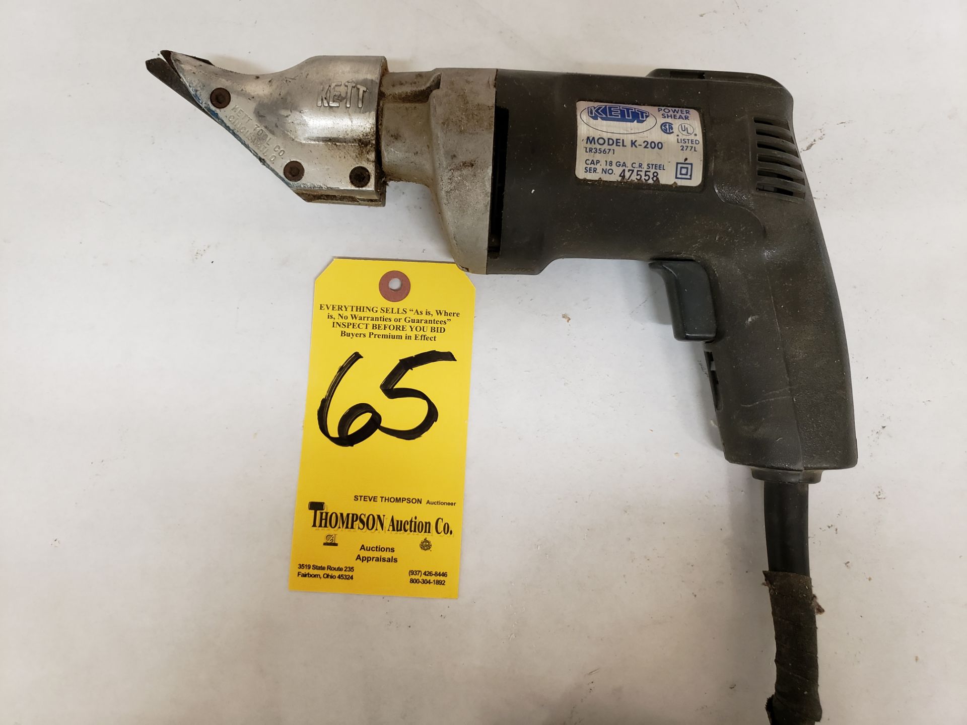 Kett Power Shear Model K-200 18-gage Capacity