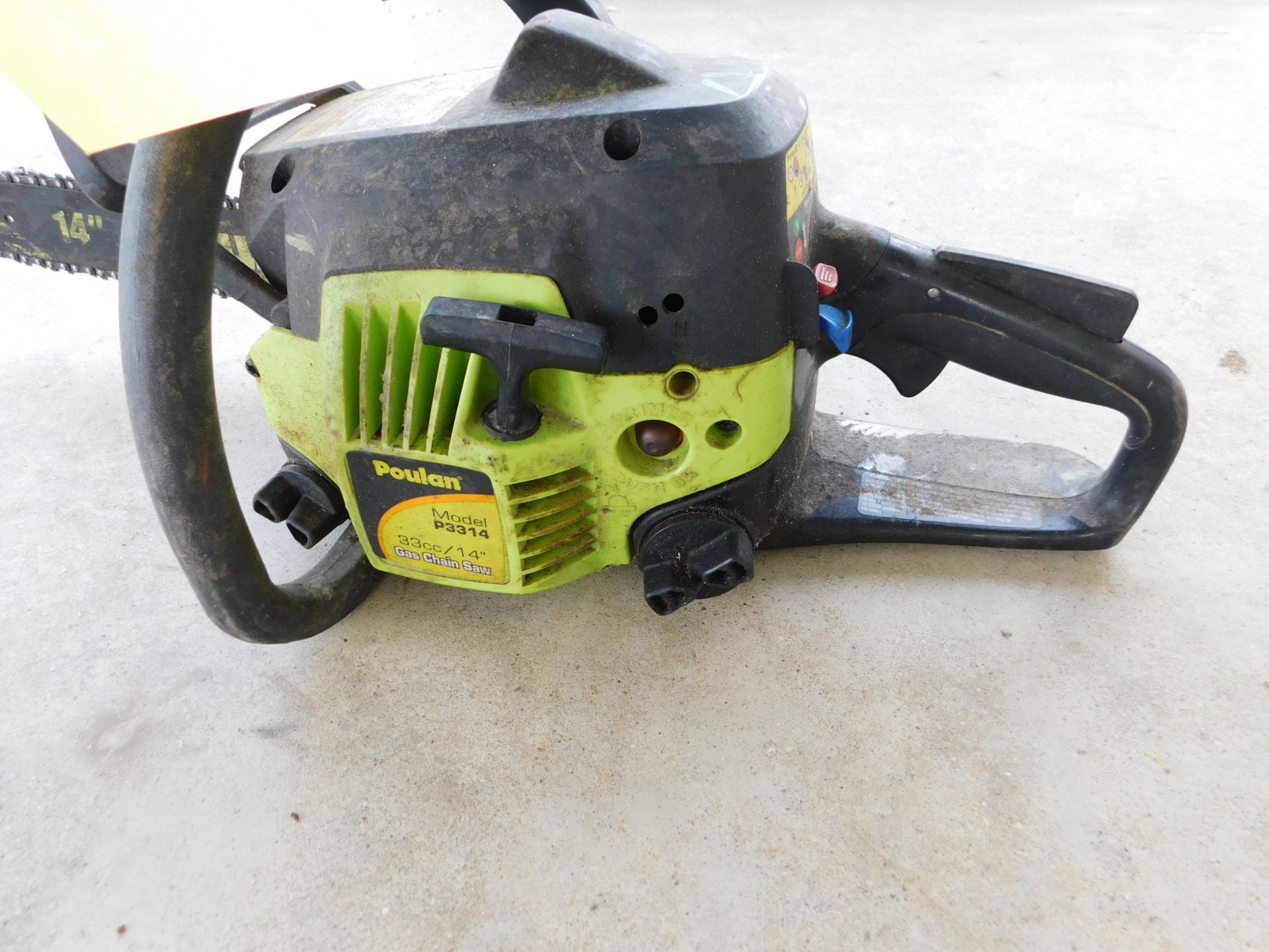 Poulan Model P3314 14" Gas-Powered Chain Saw-Runs, BUT Clutch is Sticking - Image 3 of 7