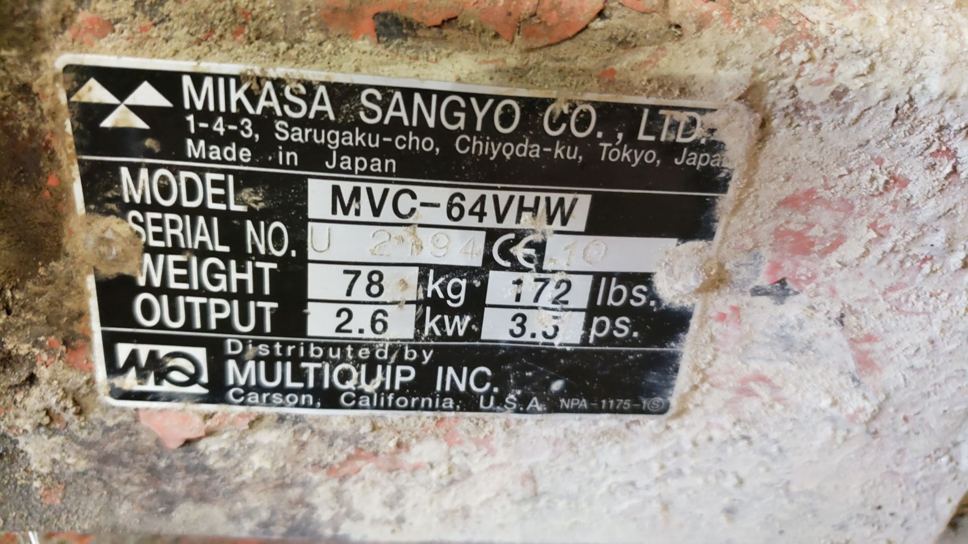 Multiquip-Mikasa MVC64VHW Plate Compactor - Image 3 of 4