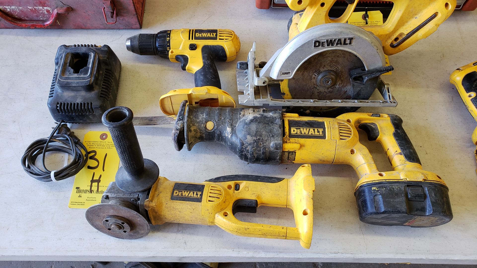 Dewalt 18v, 4 1/2 Angle Grinder, Driver Drill, 6 1/2 Circular Saw, Recripricating Saw