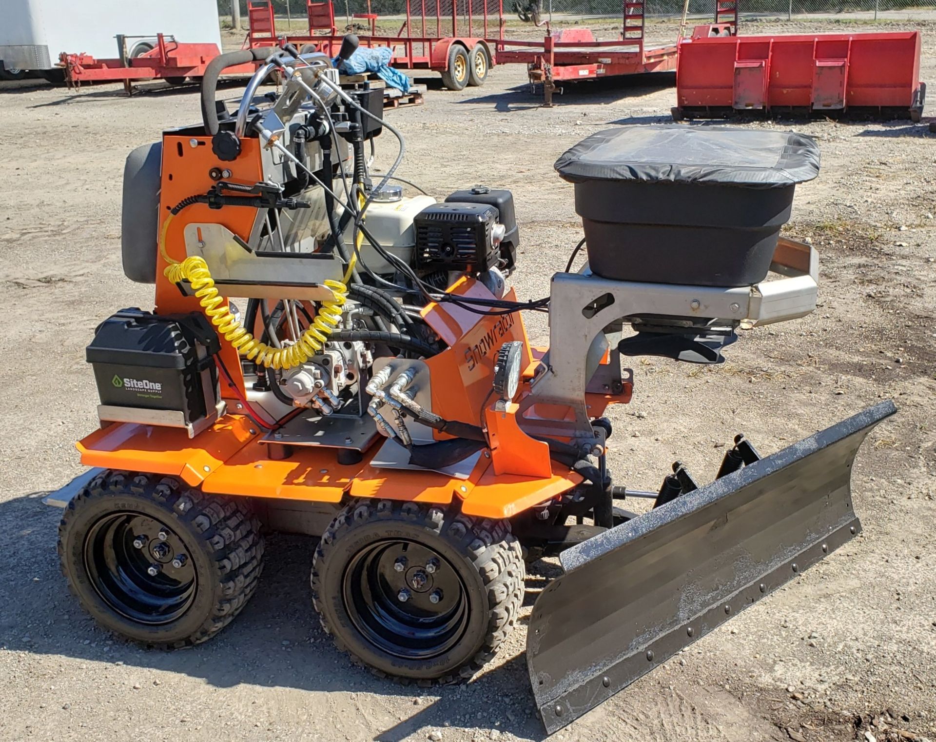 2017 Snowrater Zx4 Skid Steer Snowplow, 48” Hydraulic Blade, 20 Gallon Deicing Spray System, Salt