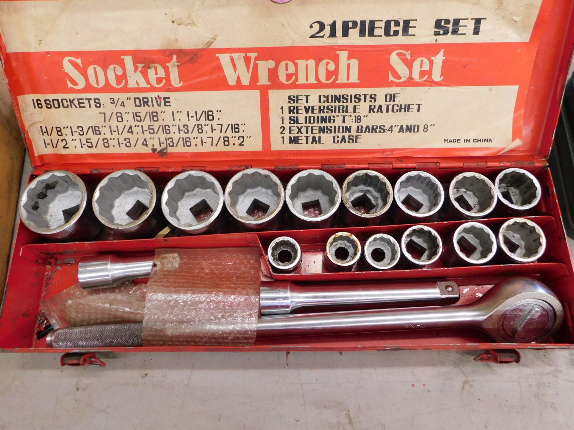 Ratchet and Socket Set, 3/4 In. Drive, 7/8 In. -2 In.