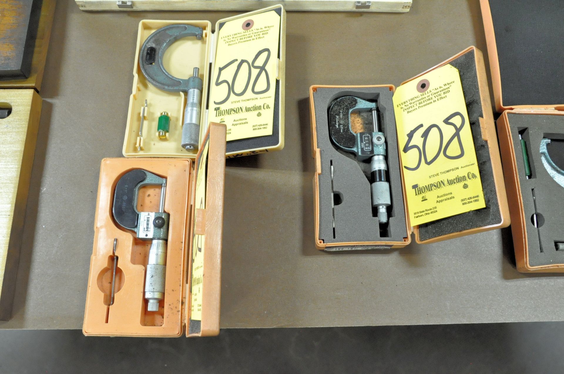 Lot-(1) Mitutoyo 0 - 25mm, (1) 0 - 1" and (1) 1" - 2" Micrometers with Cases