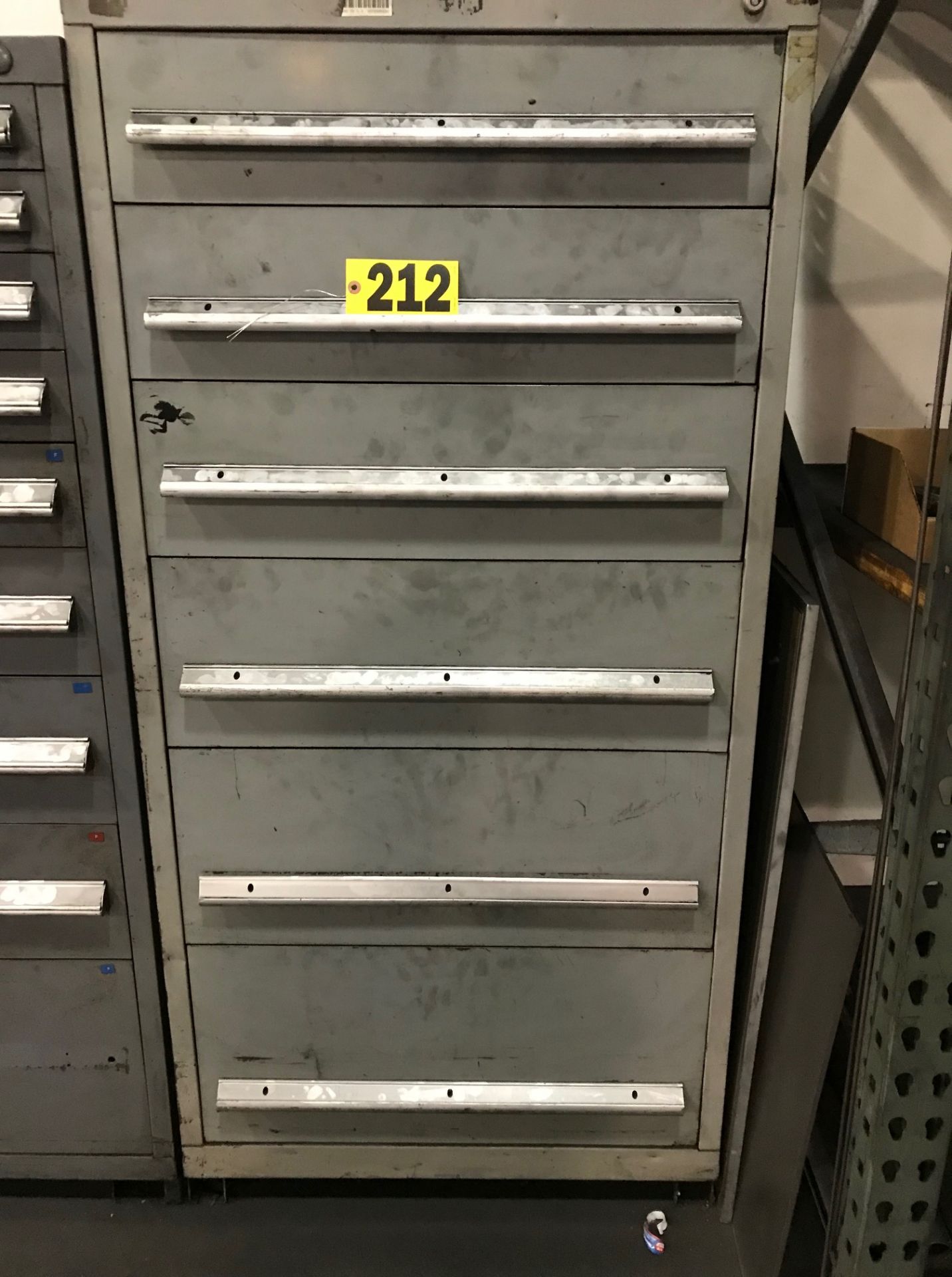 6- Drawer metal tooling cabinet & contents