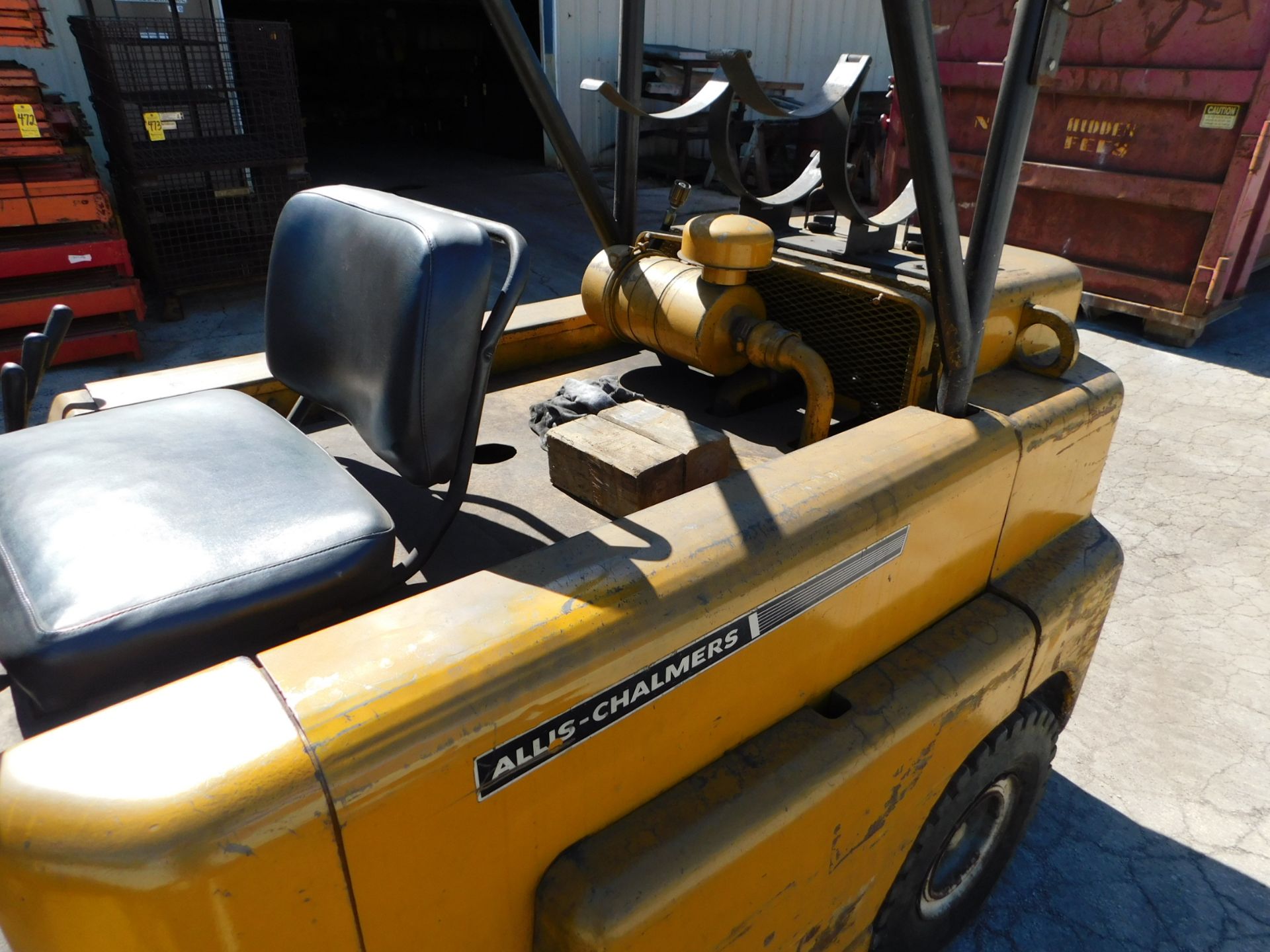 Allis Chalmers Model FP-80-24 Fork Lift, s/n 17210417, 8,000 Lb. Capacity, LP, Pneumatic Tire, Cage - Image 9 of 16