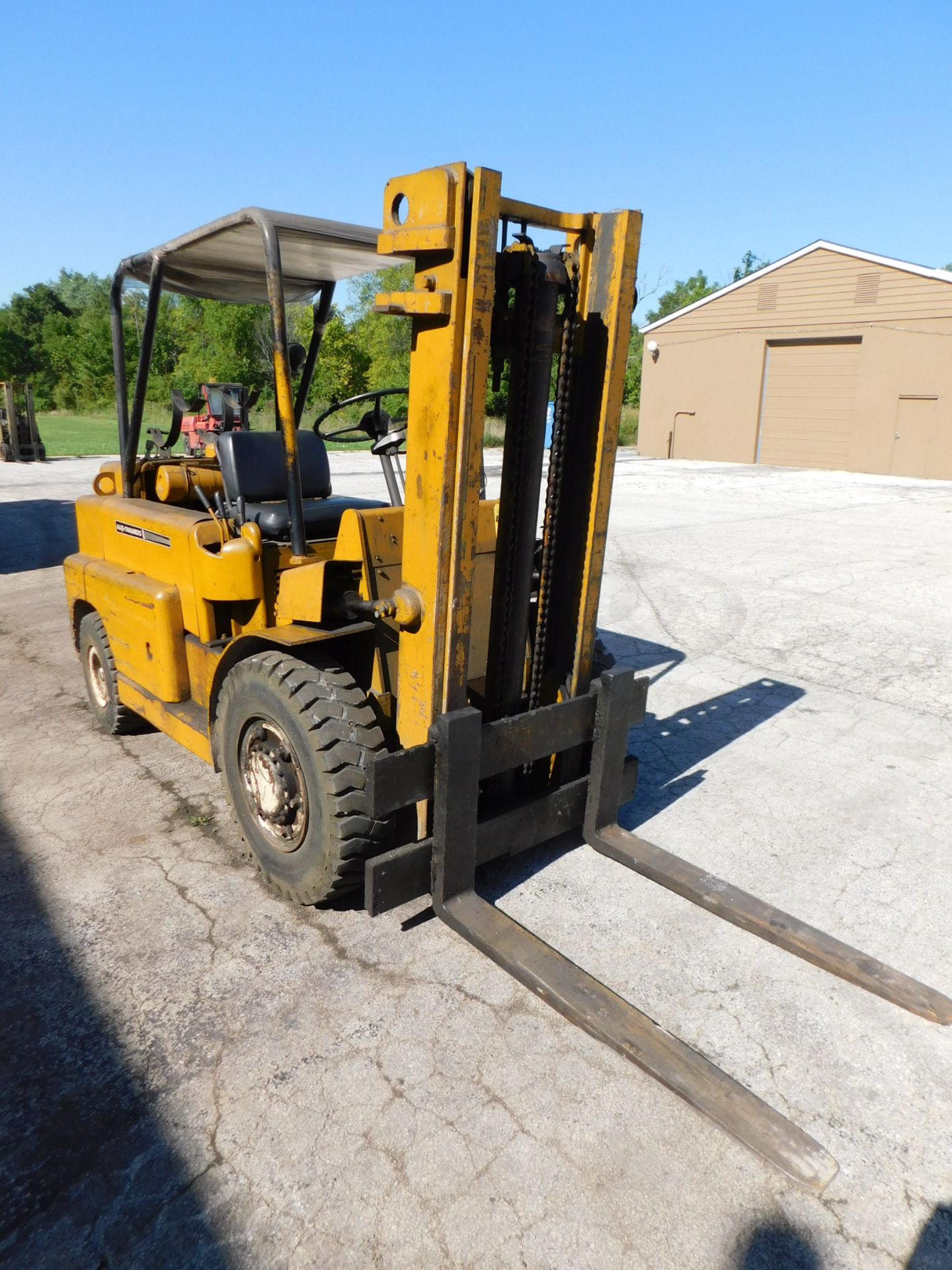 Allis Chalmers Model FP-80-24 Fork Lift, s/n 17210417, 8,000 Lb. Capacity, LP, Pneumatic Tire, Cage