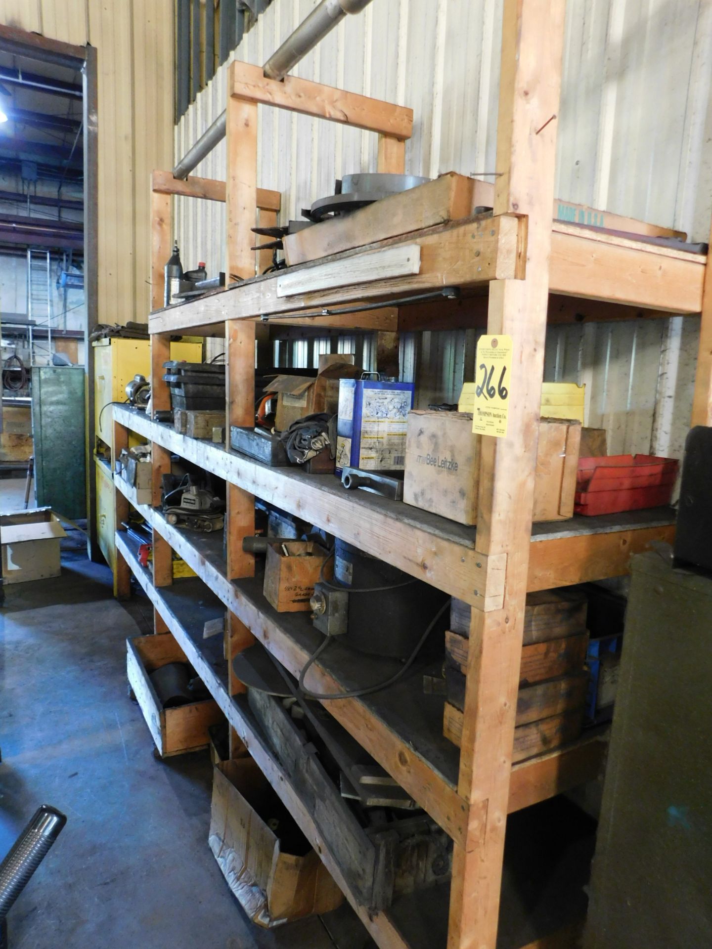 Wooden Shelving and Contents