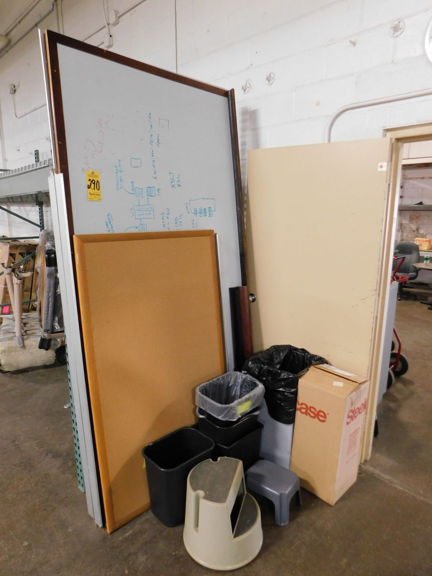 White Boards, Cork Boards, Trash Cans, and Stools