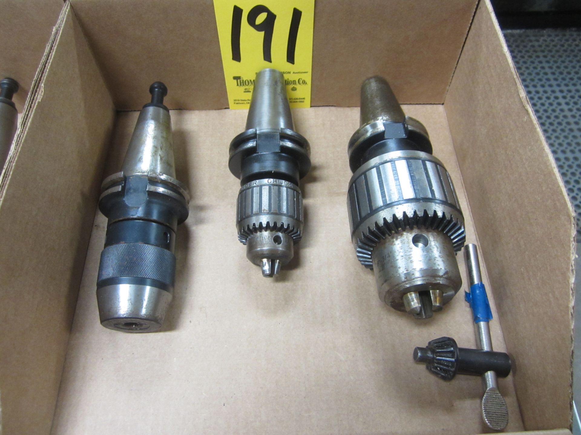 (3) Cat 40 Tool Holders with Drill Chucks