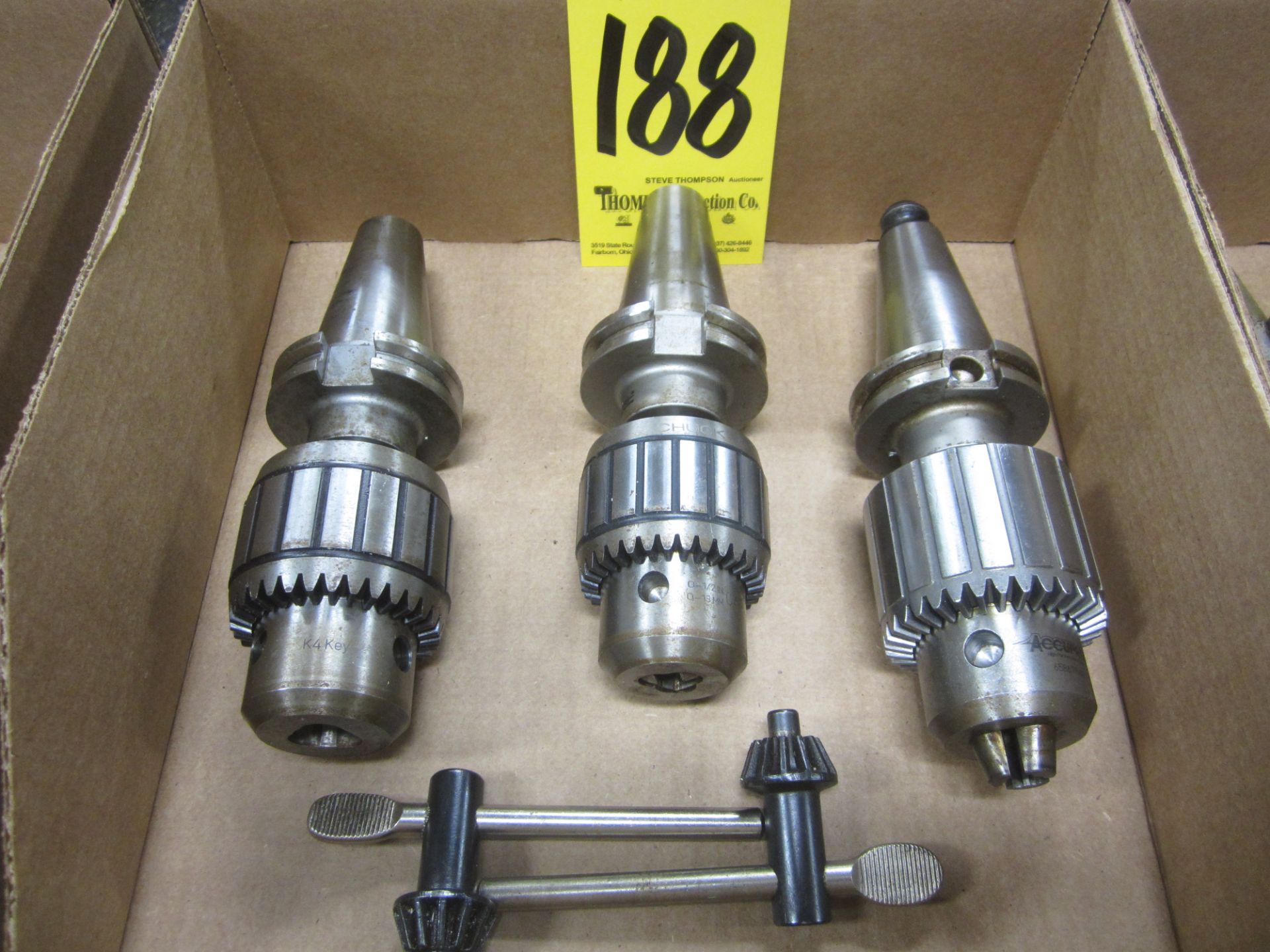 (3) Cat 40 Tool Holders with Drill Chucks