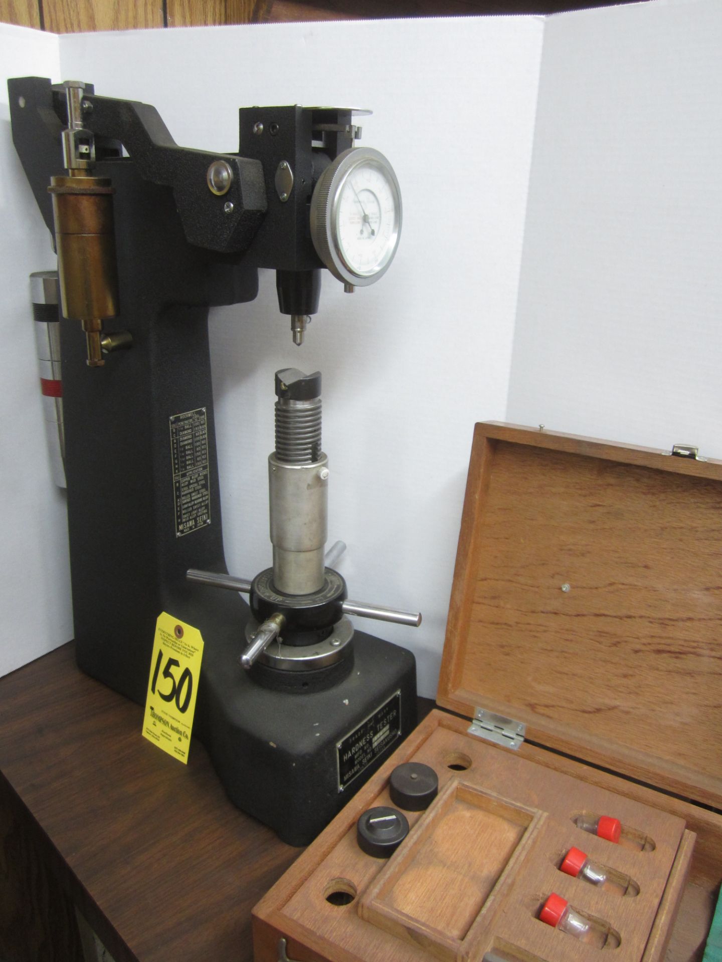 Misawa Seiki Model 3R Rockwell Hardness Tester, s/n 2547, with Accessory Box