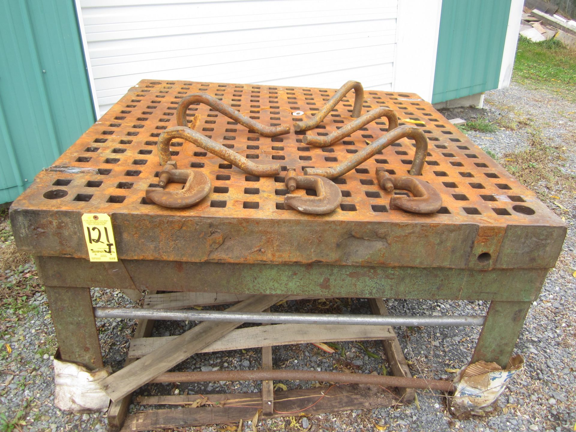 Acorn Type Welding Table, 5 Ft. X 5 Ft., with Stand, (5) Hold Downs and (3) C-Clamps, Loading Fee