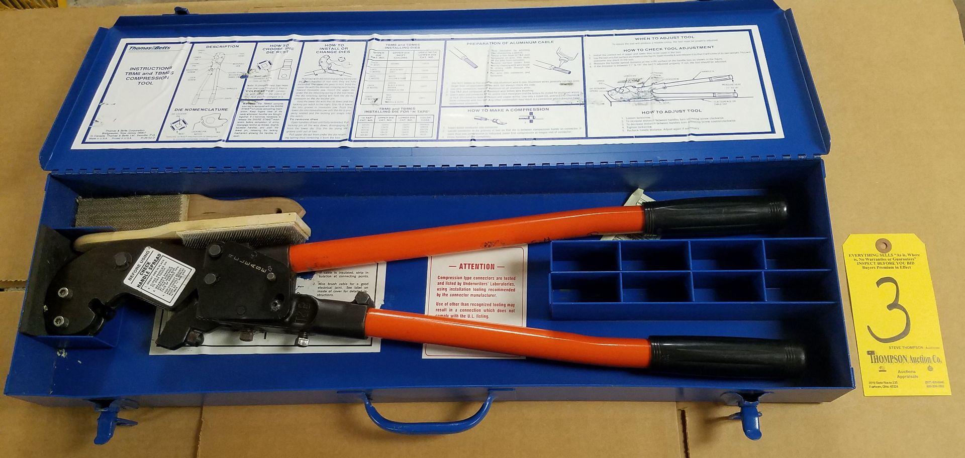 Thomas and Betts TBM-6S Shur-Stake Ratchet Crimping Tool, 8 AWG to 500 MCM Copper, 10 AWG to 350 MCM