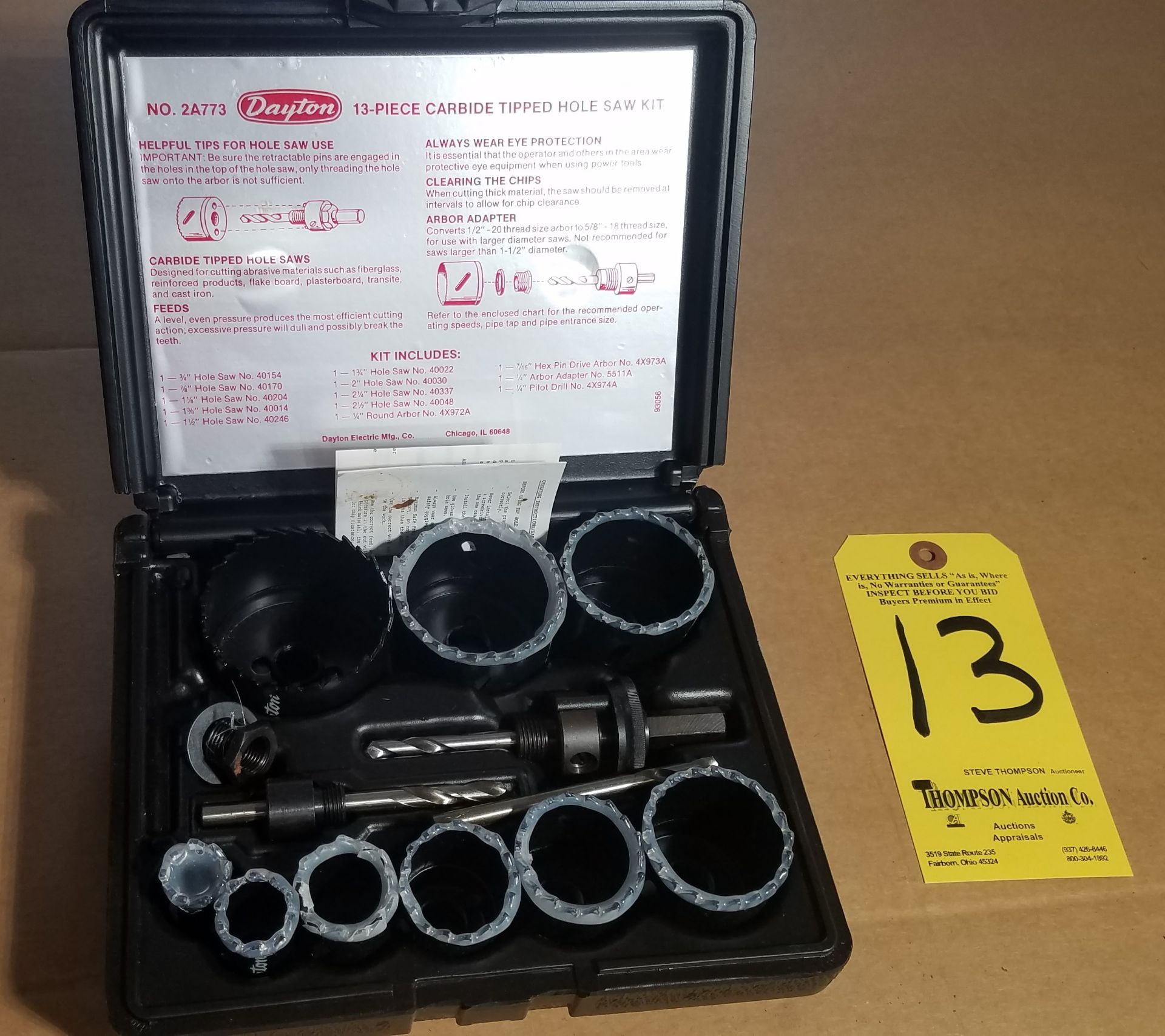 Dayton 13 Piece Carbide TIpped Hole Saw Kit