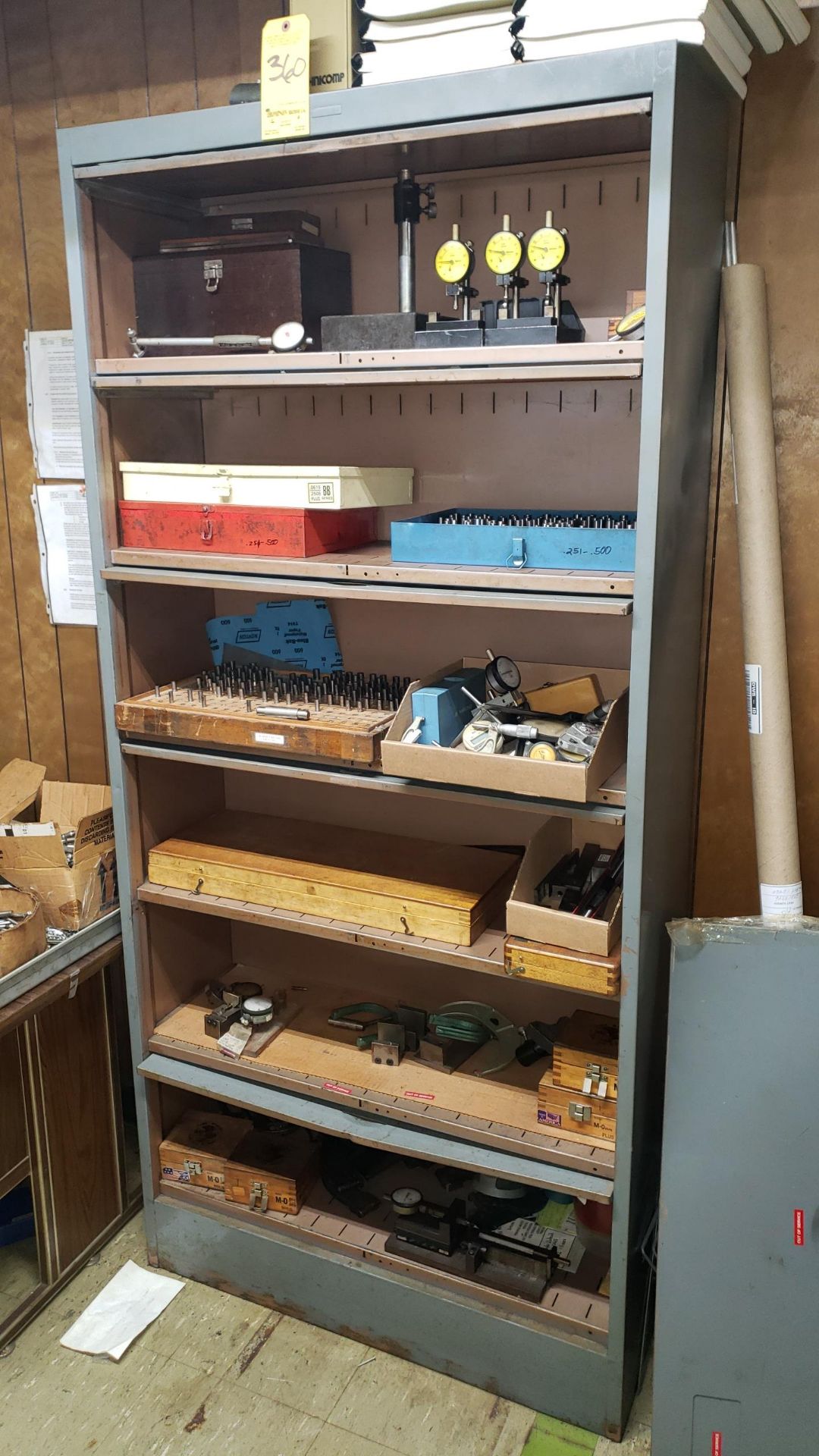 Shelving Unit with Gages, Gage Pins and Misc.