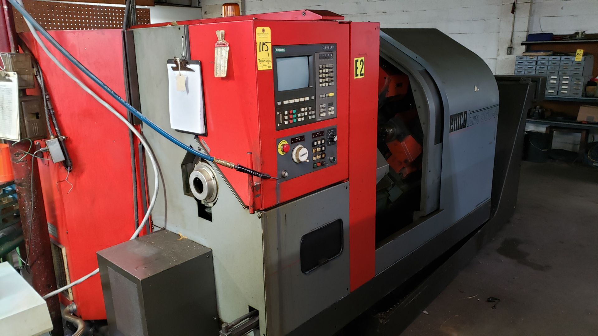 EMCO Turn 360-2 CNC Lathe, Siemens Simunerink Control, Master Collet Nose, Chip Conveyor, Tailstock,